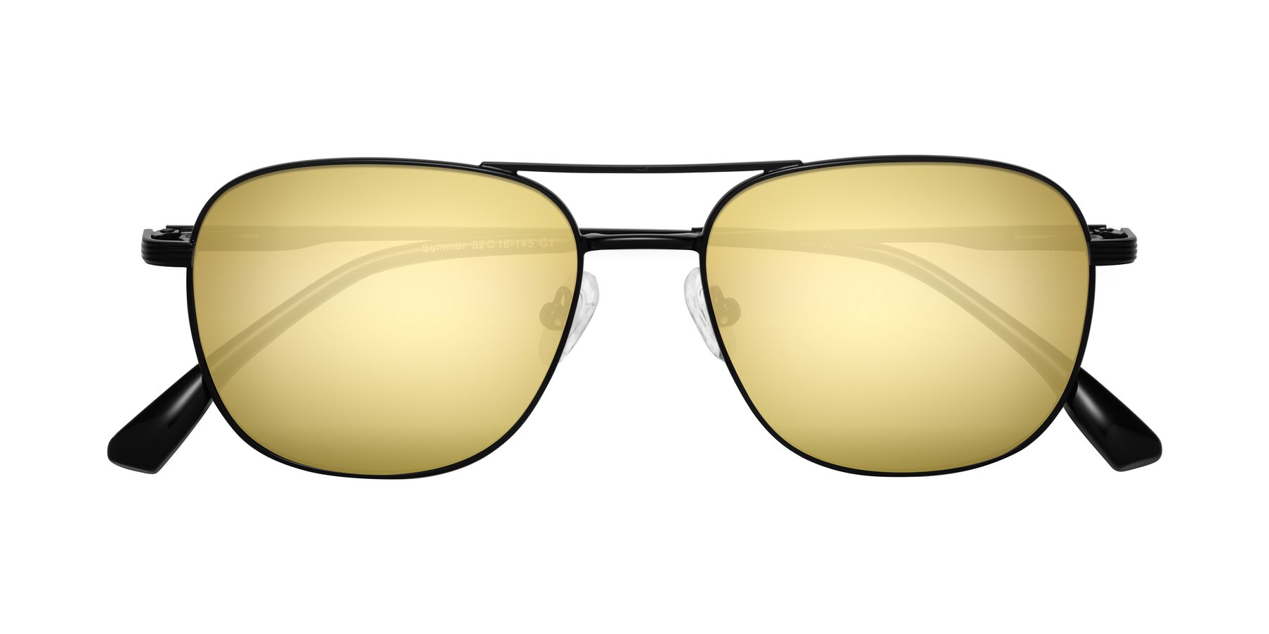 Folded Front of Summer in Black with Gold Mirrored Lenses