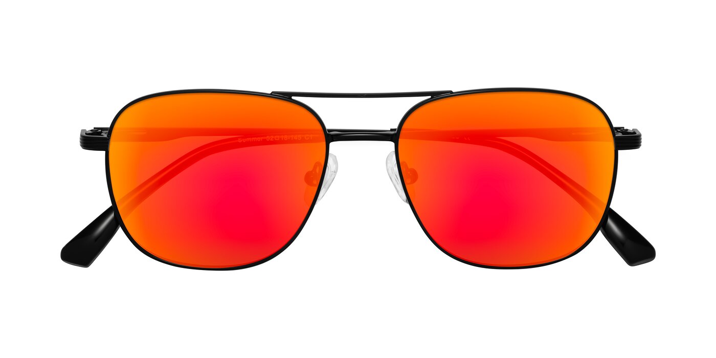 Summer - Black Flash Mirrored Sunglasses