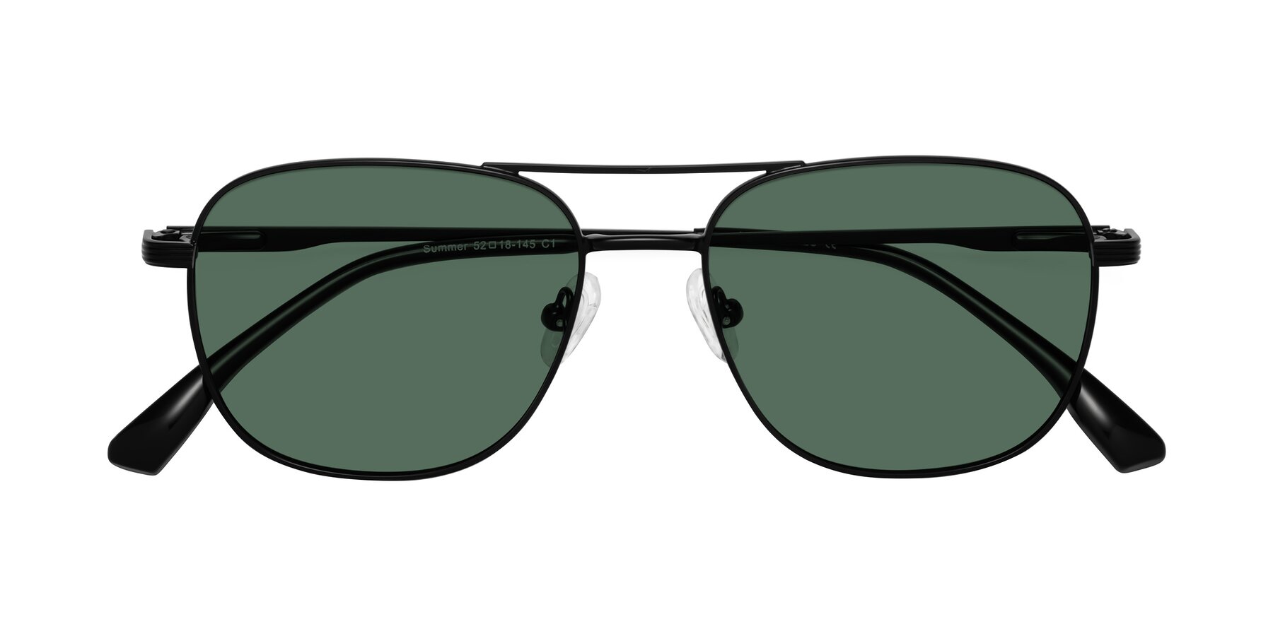 Folded Front of Summer in Black with Green Polarized Lenses