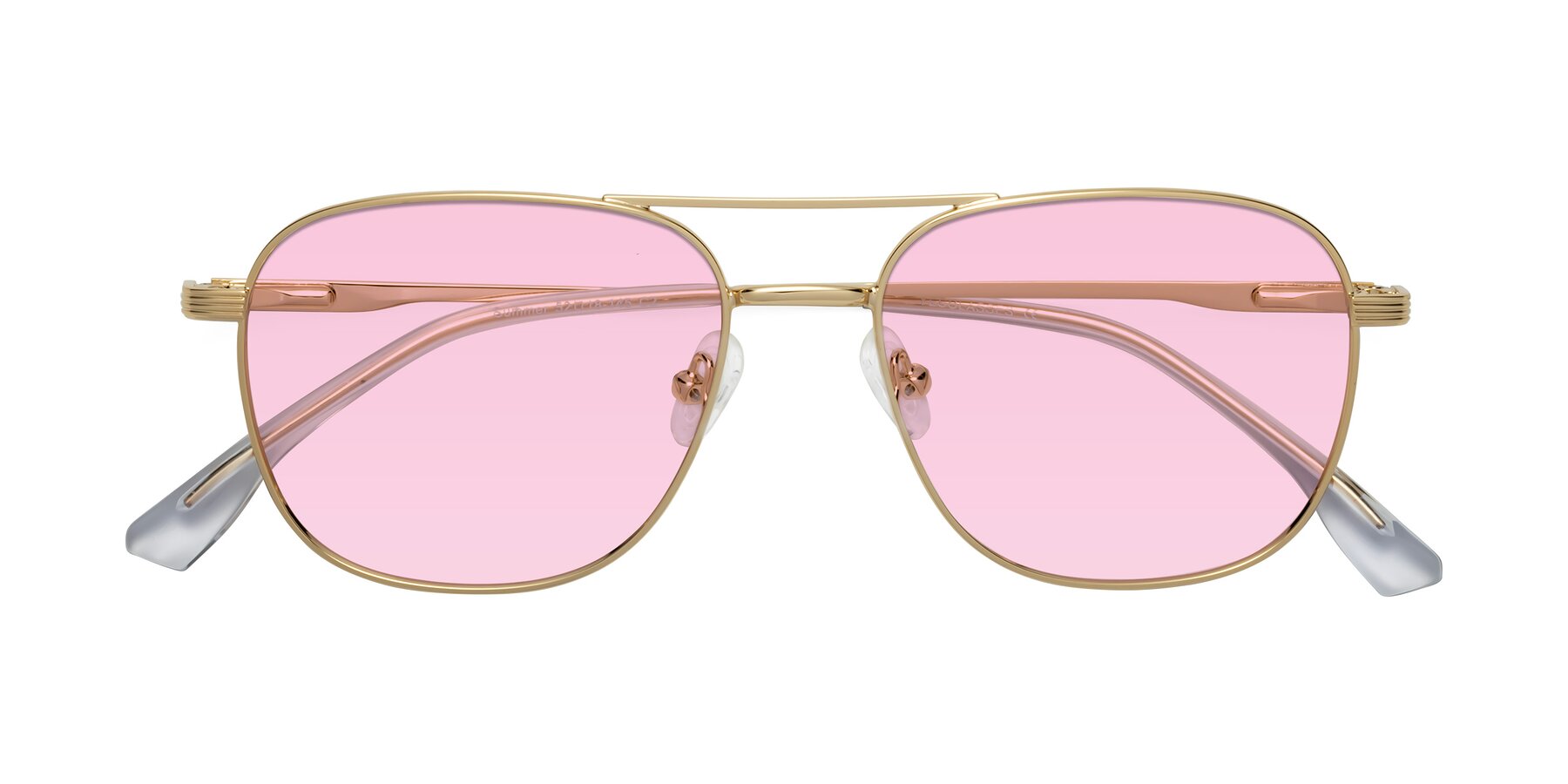 Folded Front of Summer in Gold with Light Pink Tinted Lenses