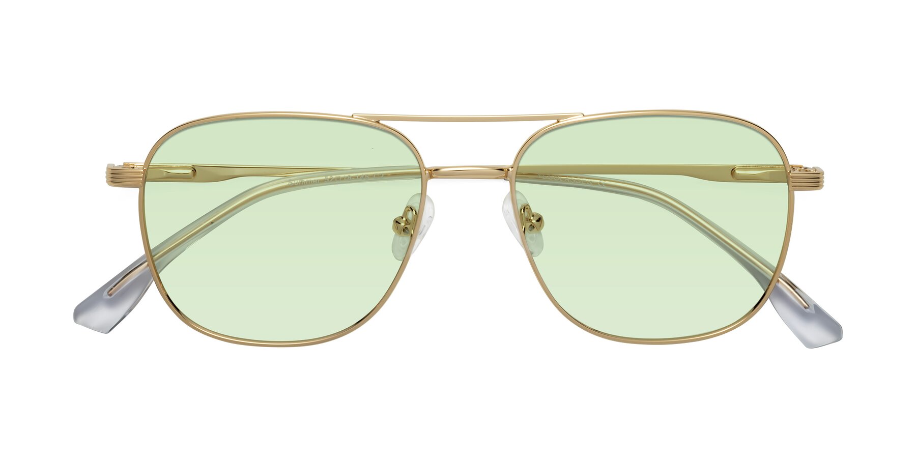 Folded Front of Summer in Gold with Light Green Tinted Lenses