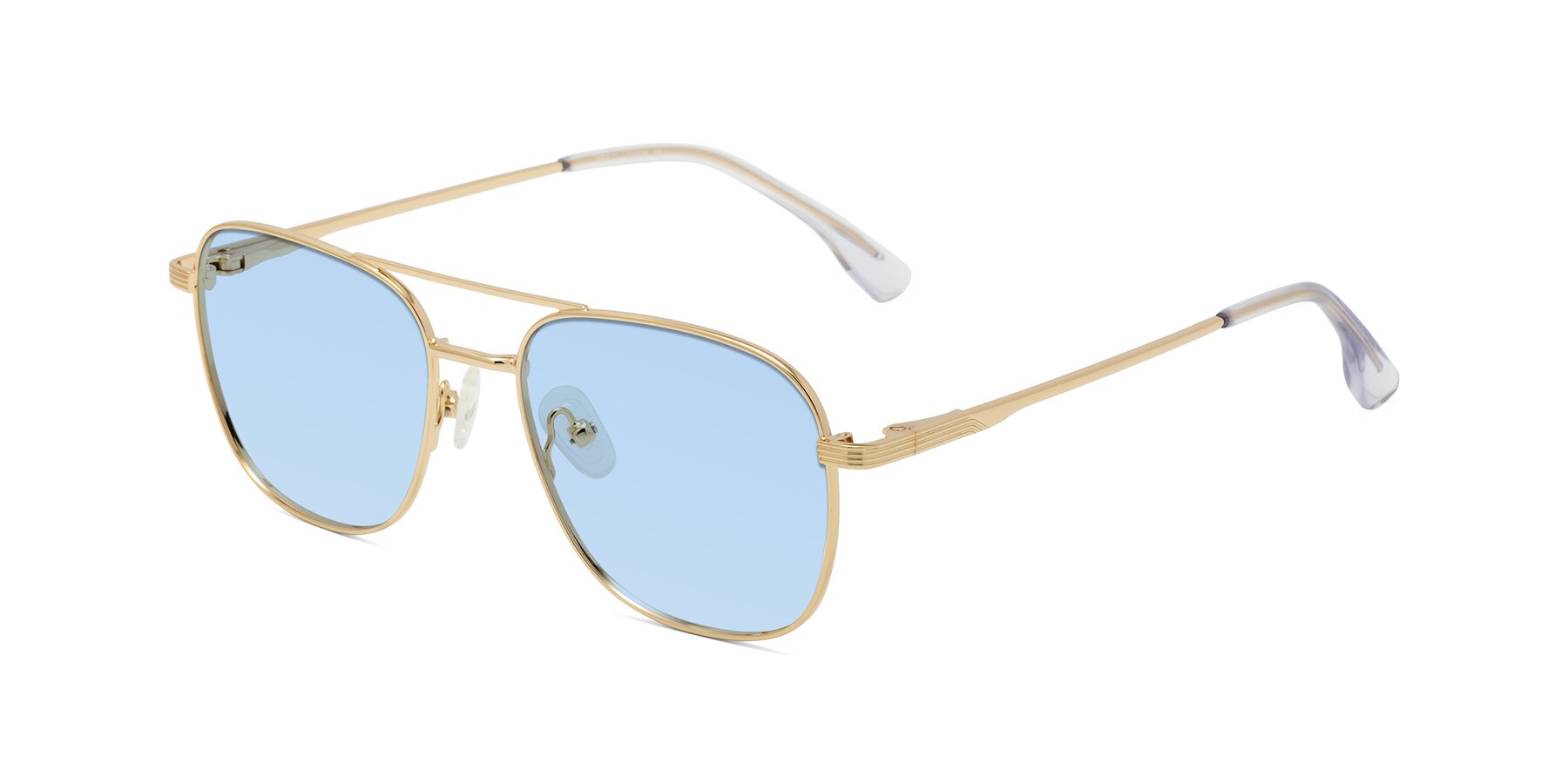 Angle of Summer in Gold with Light Blue Tinted Lenses