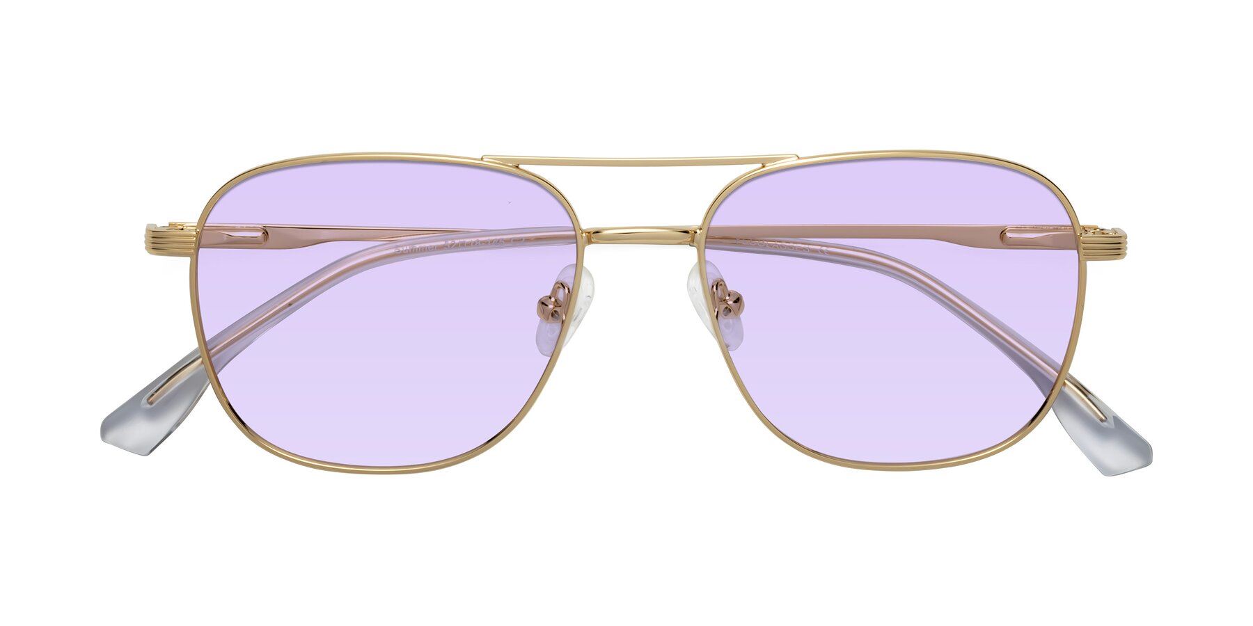 Folded Front of Summer in Gold with Light Purple Tinted Lenses