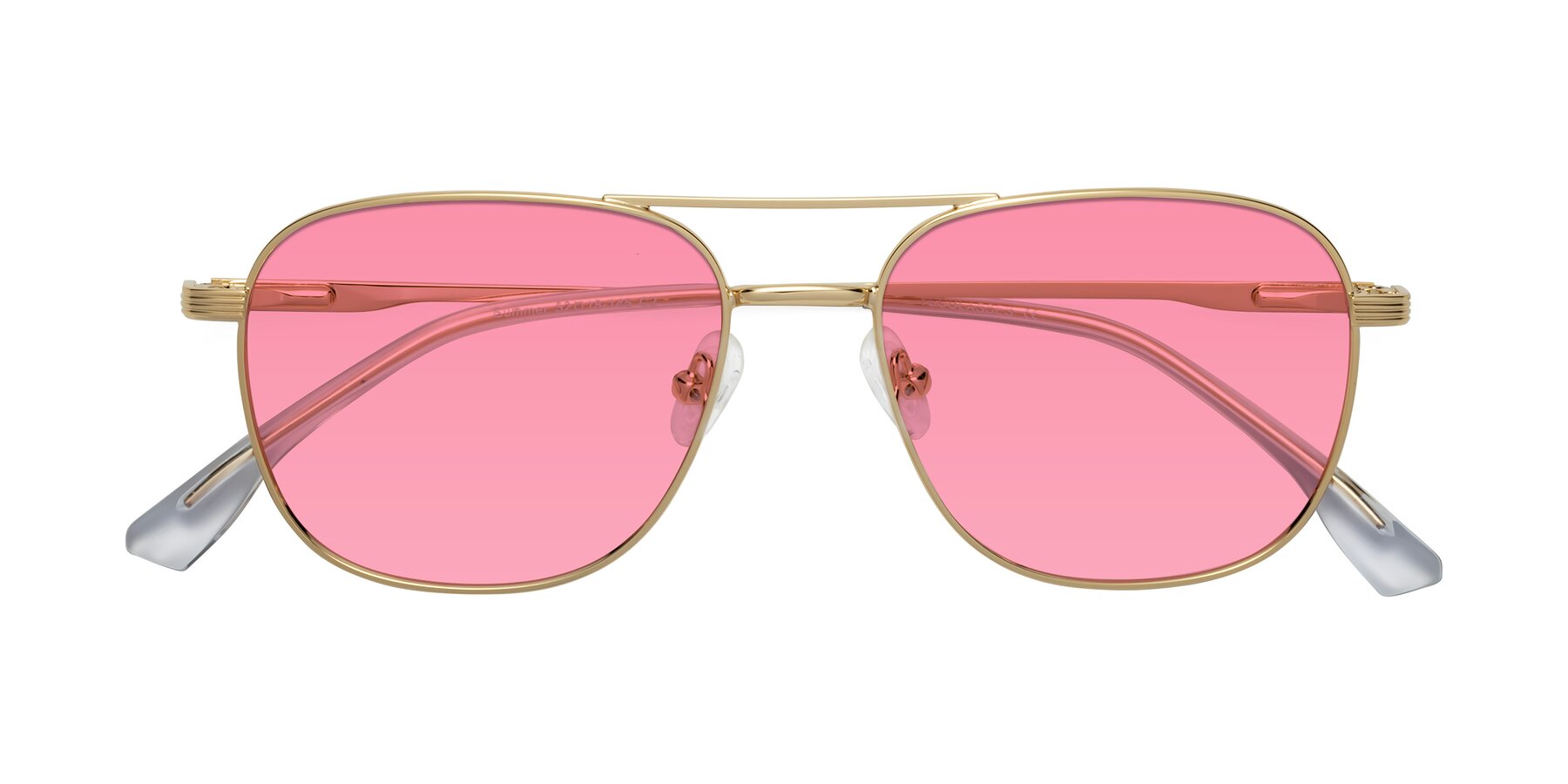 Folded Front of Summer in Gold with Pink Tinted Lenses