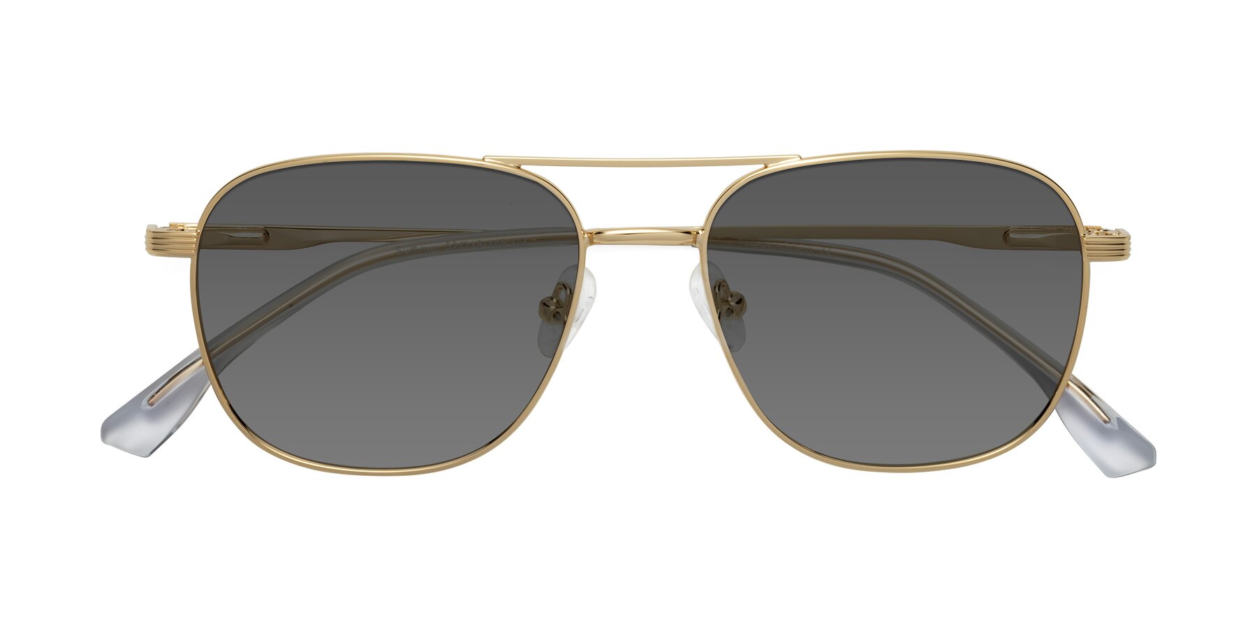 Folded Front of Summer in Gold with Medium Gray Tinted Lenses