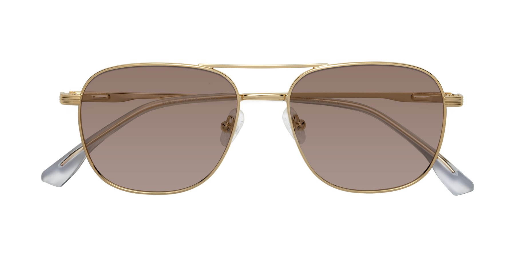 Folded Front of Summer in Gold with Medium Brown Tinted Lenses