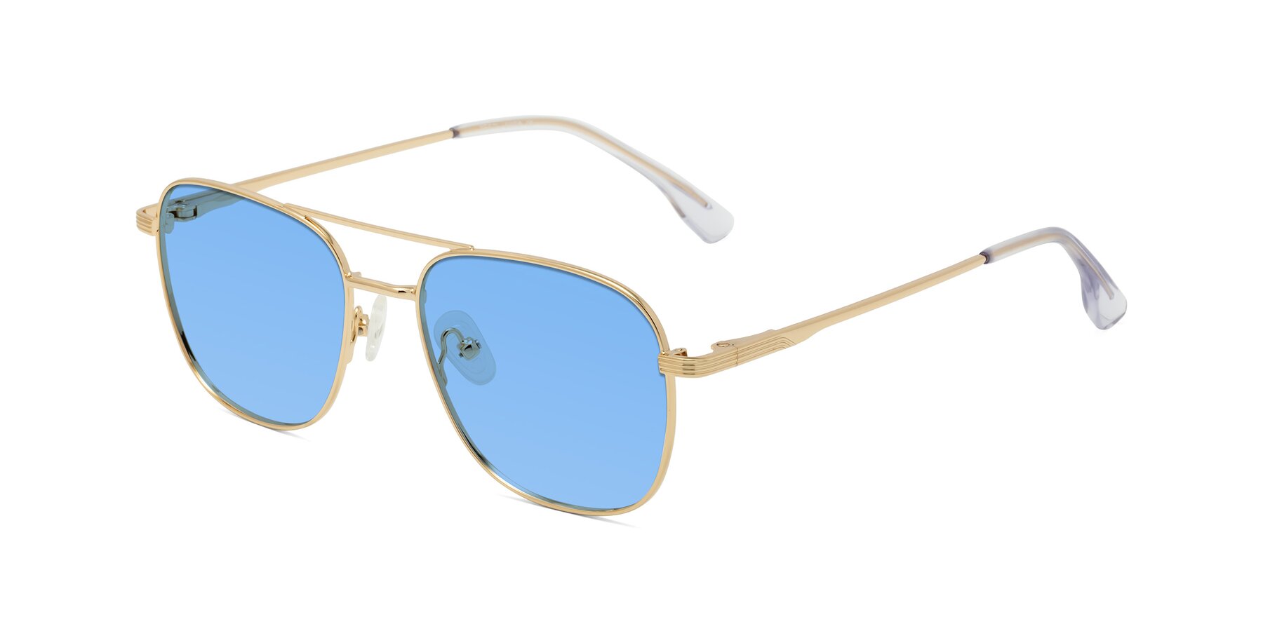 Angle of Summer in Gold with Medium Blue Tinted Lenses