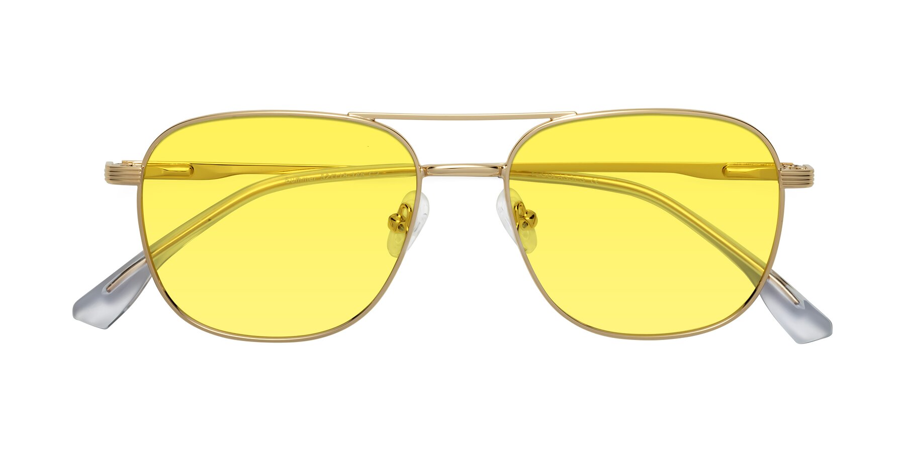 Folded Front of Summer in Gold with Medium Yellow Tinted Lenses