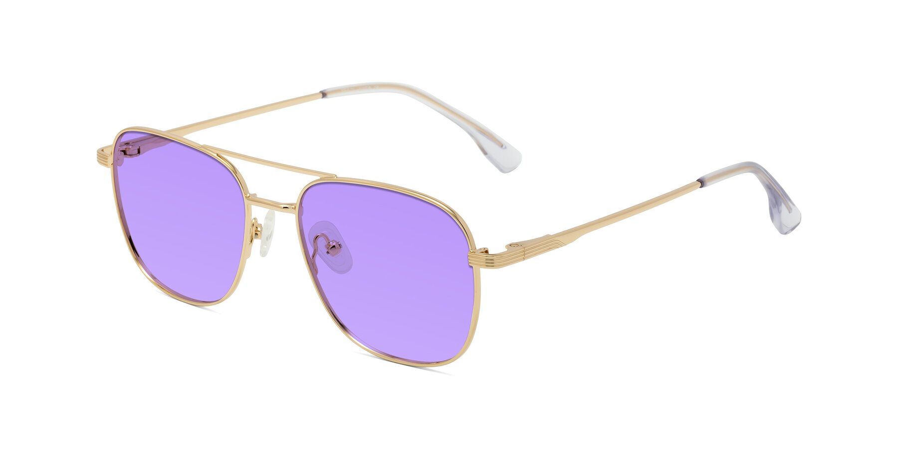 Angle of Summer in Gold with Medium Purple Tinted Lenses