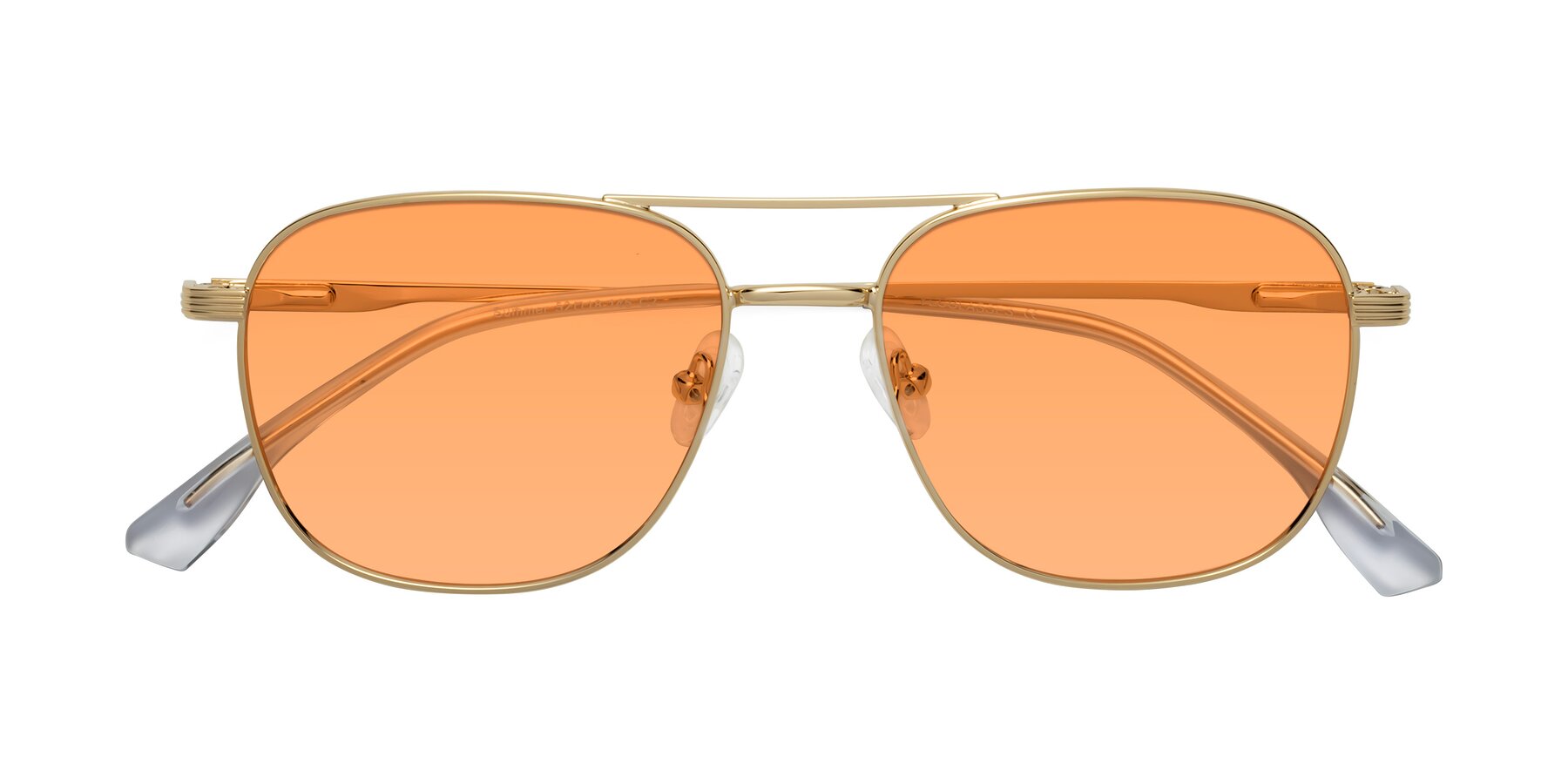 Folded Front of Summer in Gold with Medium Orange Tinted Lenses