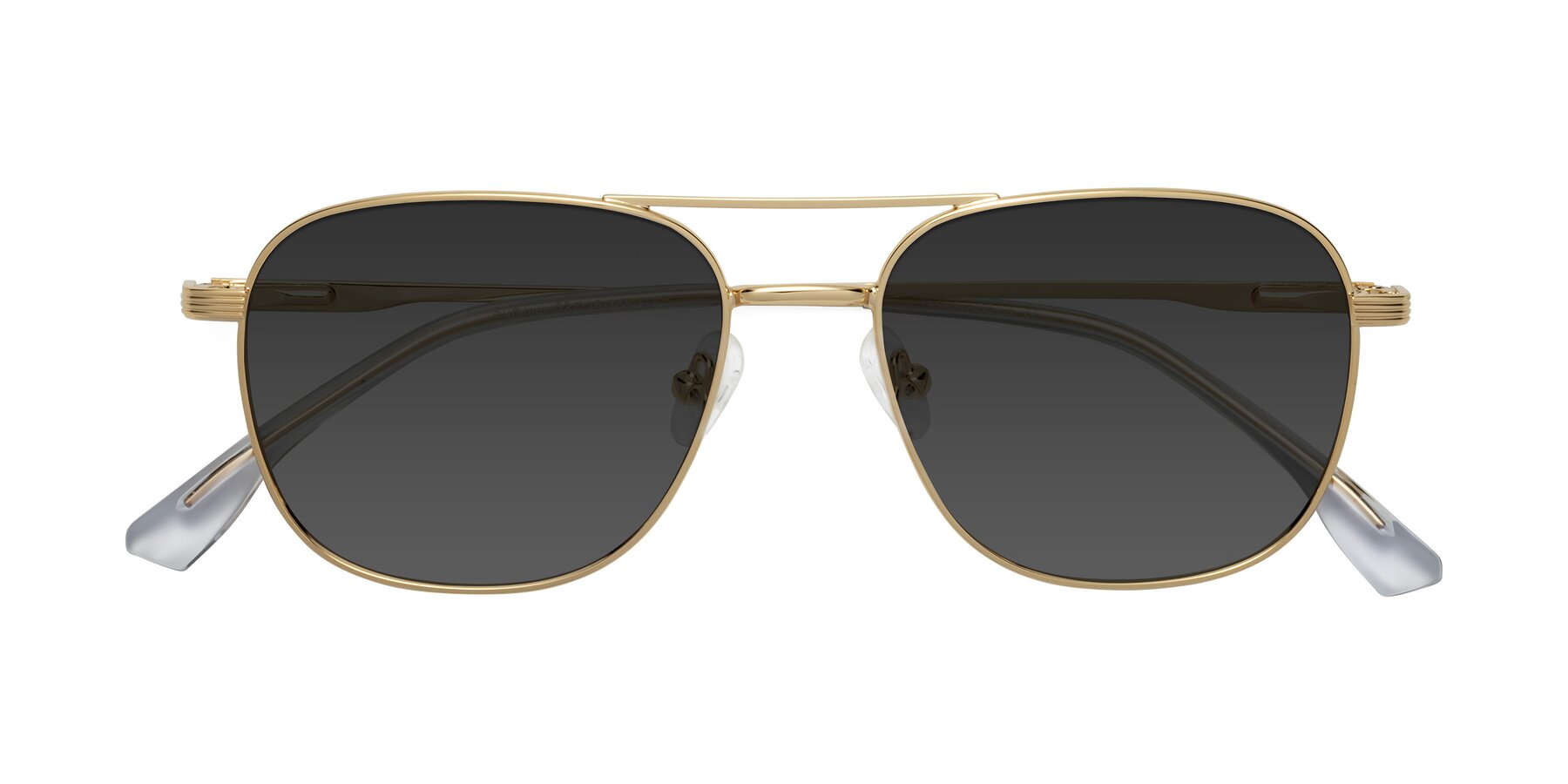 Folded Front of Summer in Gold with Gray Tinted Lenses