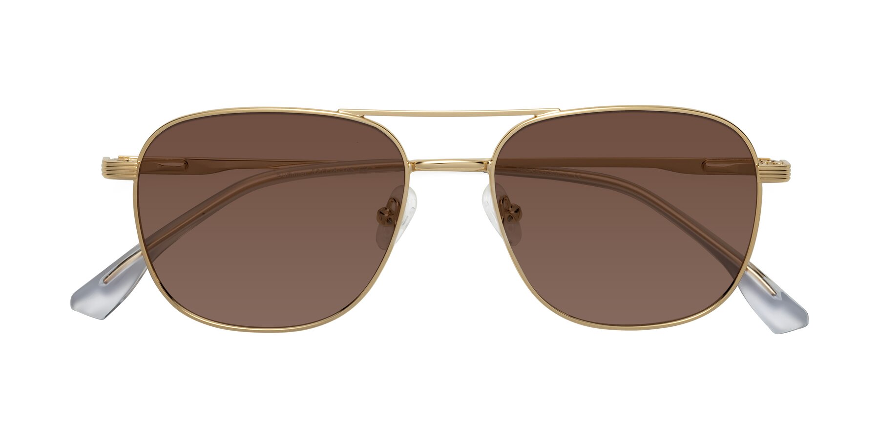 Folded Front of Summer in Gold with Brown Tinted Lenses