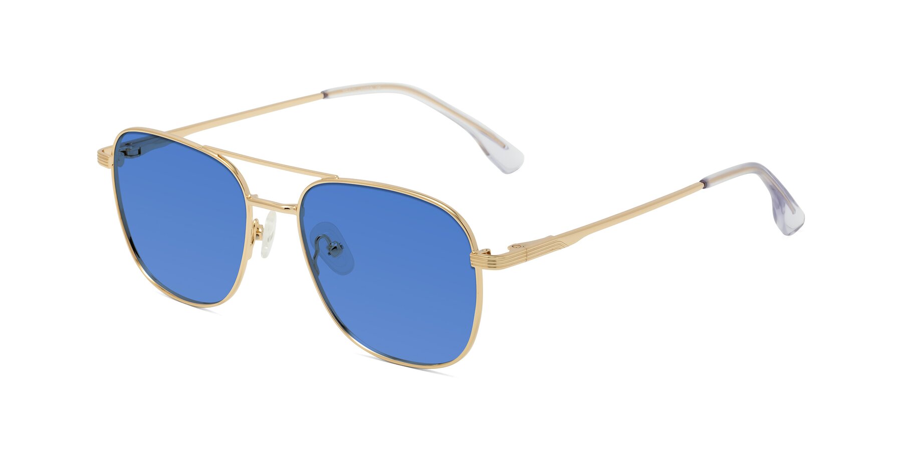 Angle of Summer in Gold with Blue Tinted Lenses