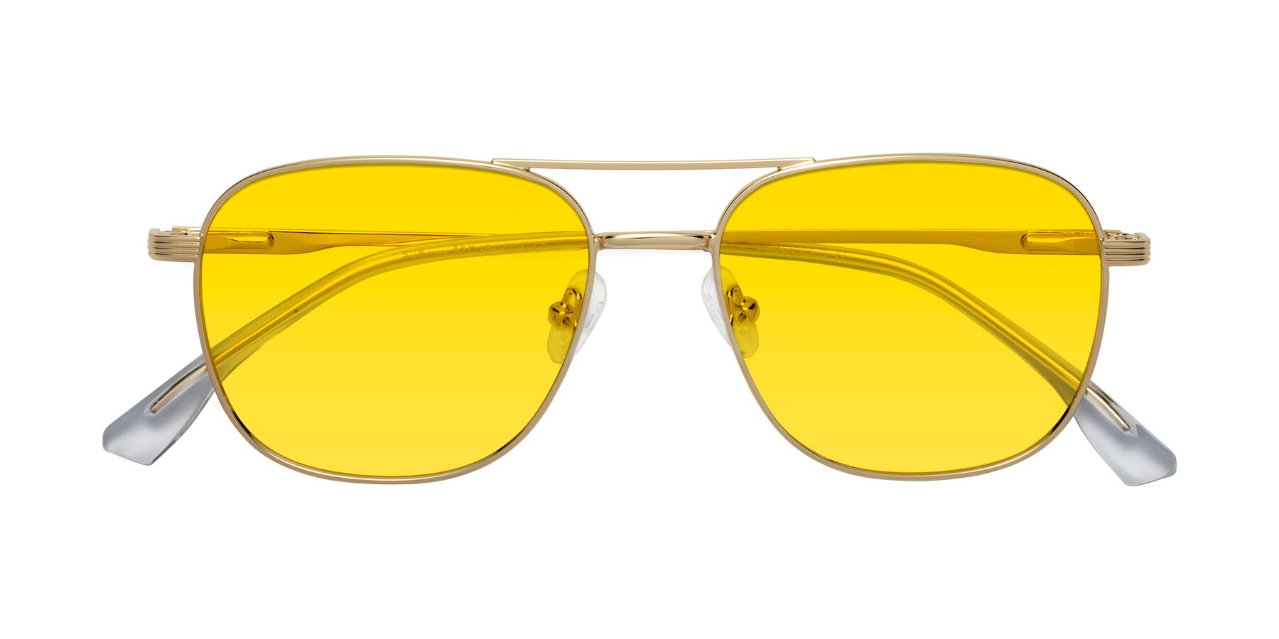 Folded Front of Summer in Gold with Yellow Tinted Lenses