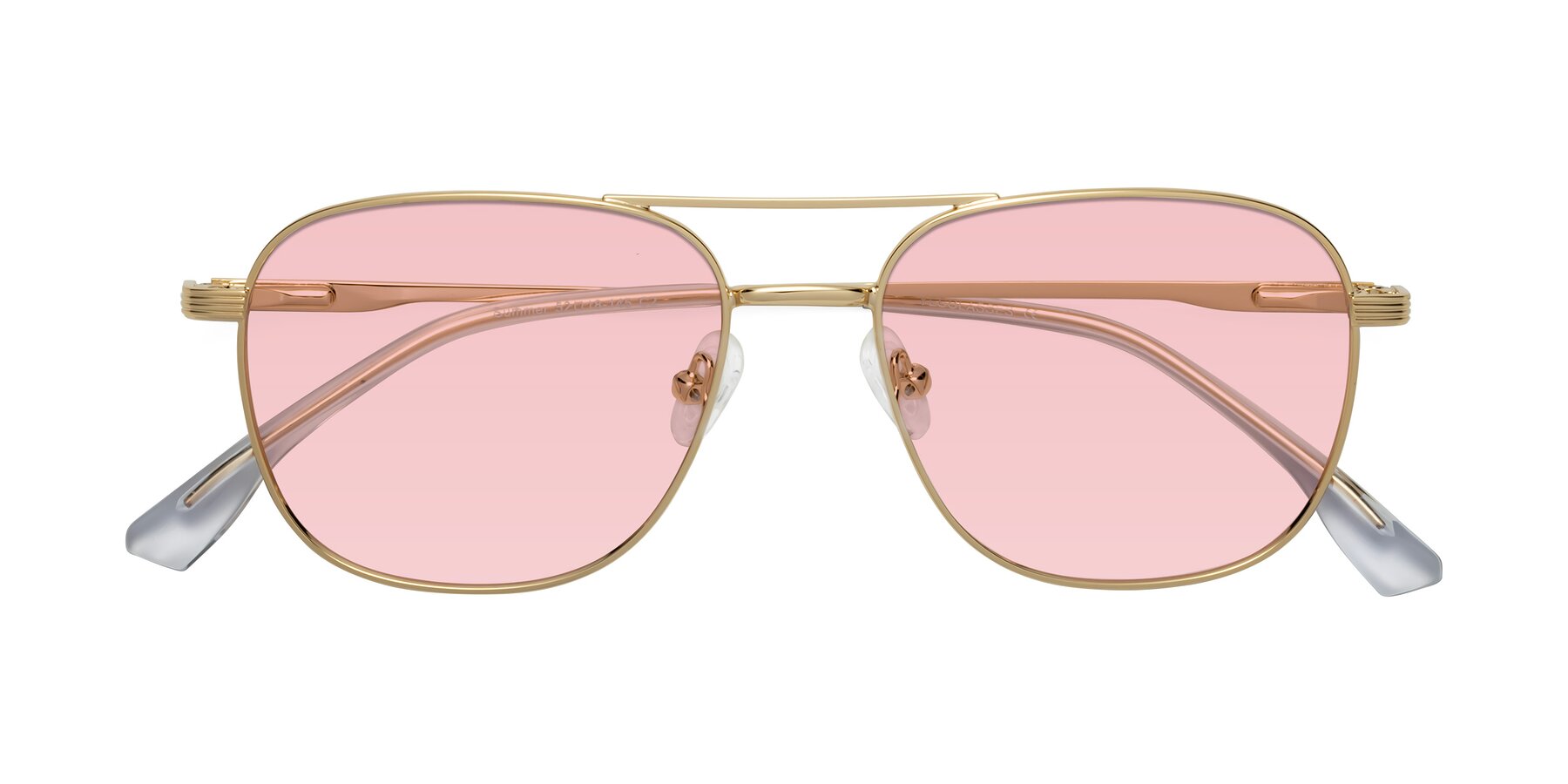 Folded Front of Summer in Gold with Light Garnet Tinted Lenses