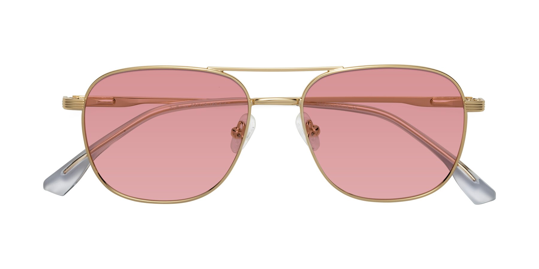 Folded Front of Summer in Gold with Medium Garnet Tinted Lenses