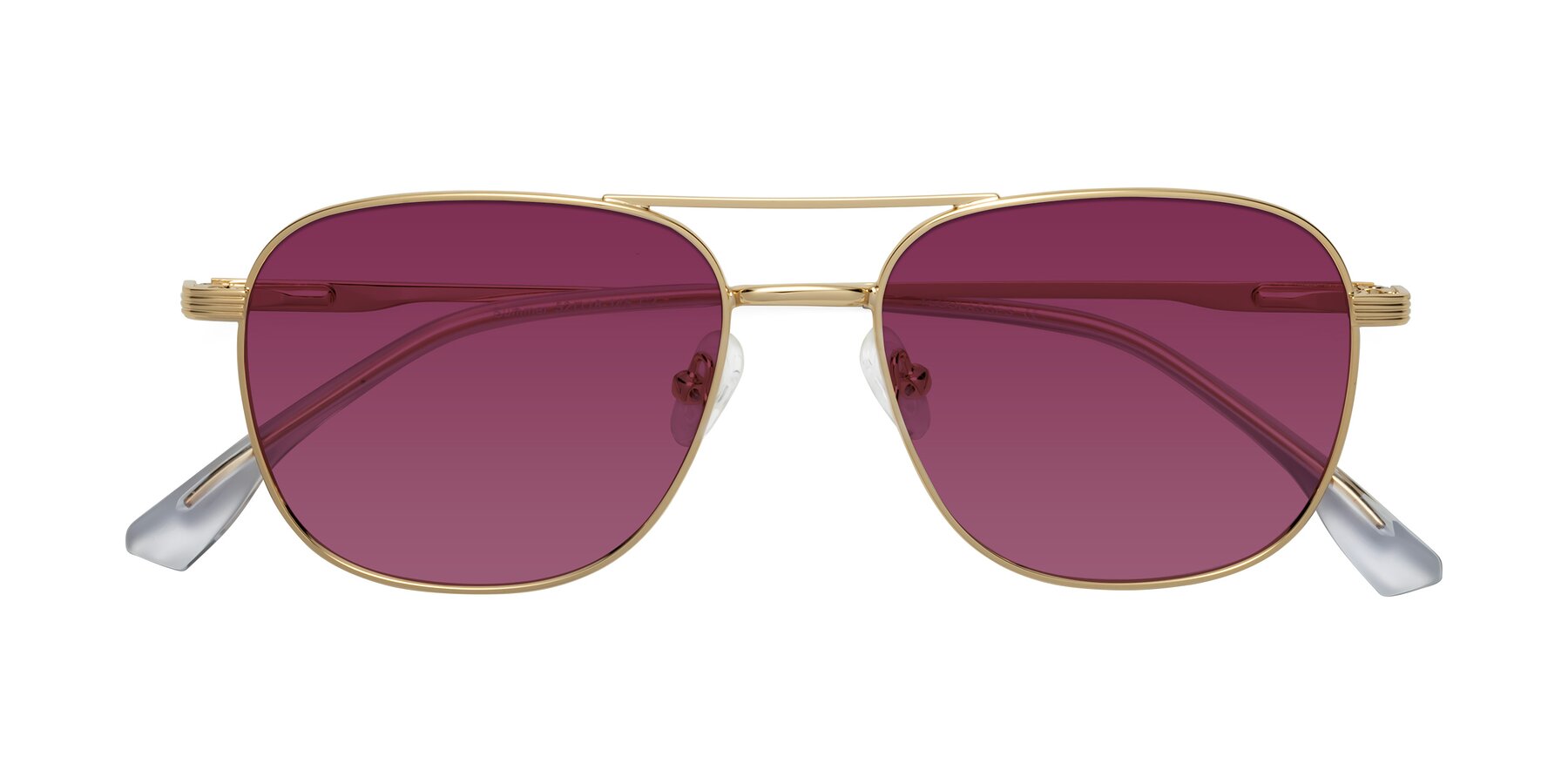 Folded Front of Summer in Gold with Wine Tinted Lenses