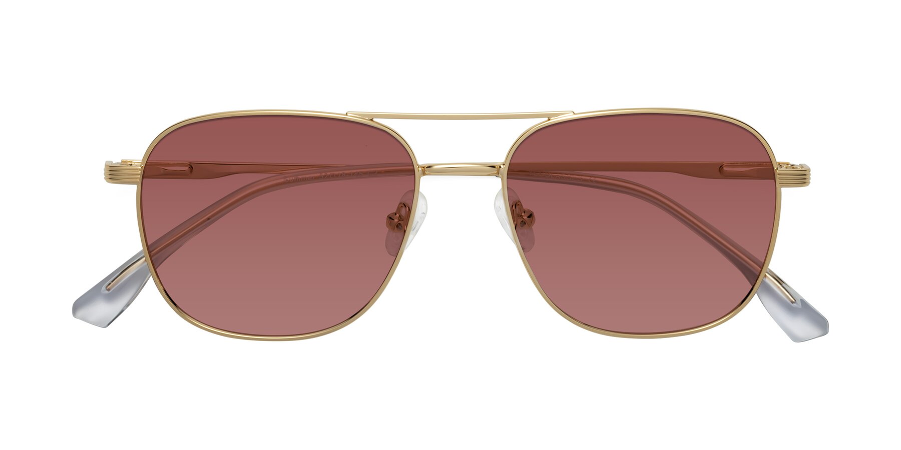 Folded Front of Summer in Gold with Garnet Tinted Lenses