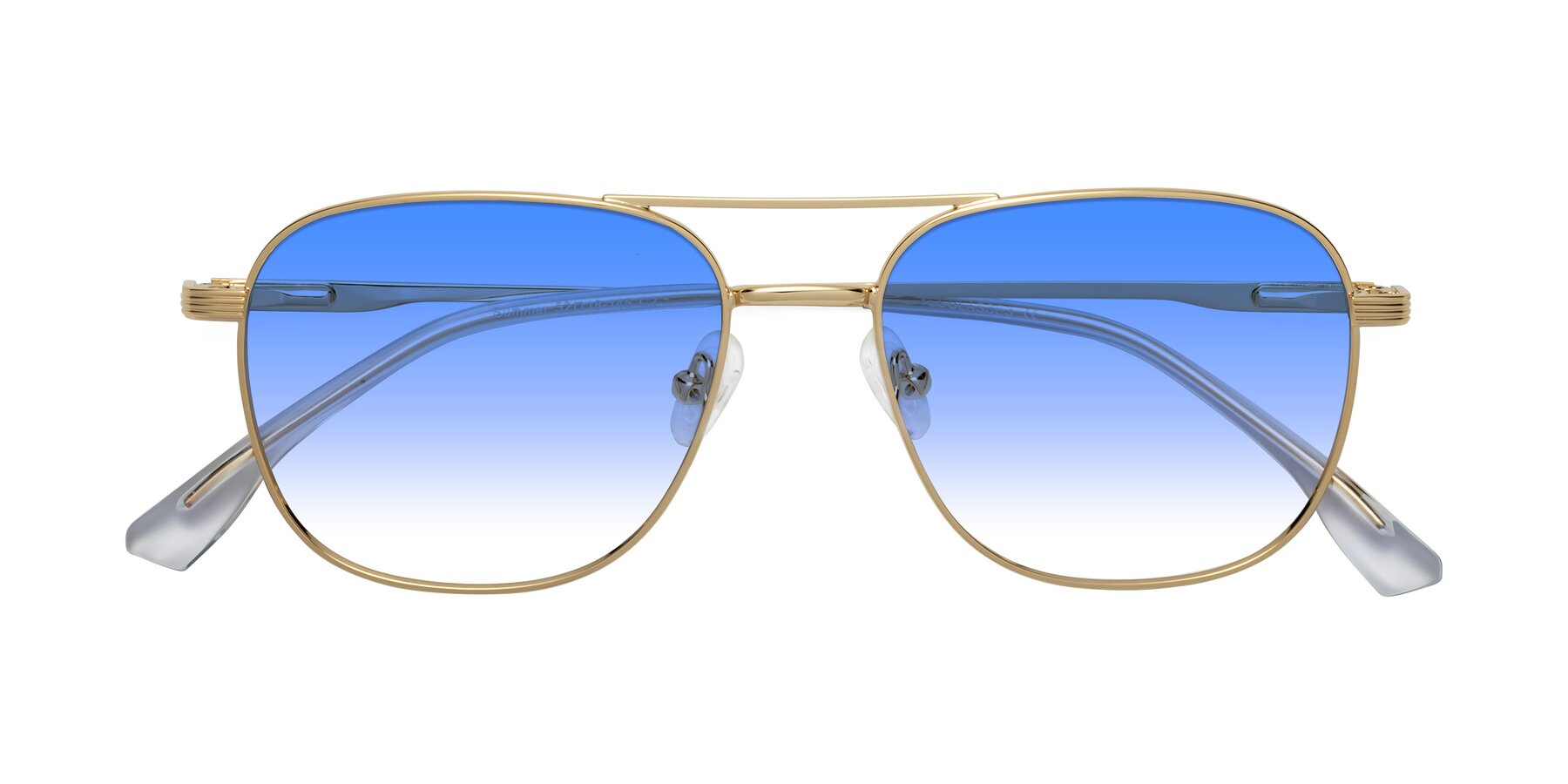 Folded Front of Summer in Gold with Blue Gradient Lenses