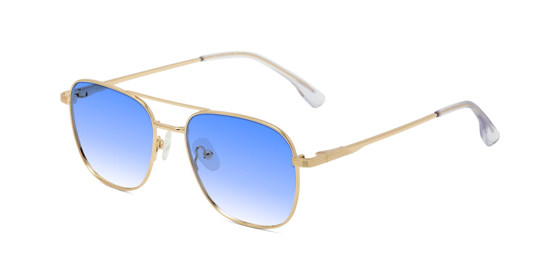 Angle of Summer in Gold with Blue Gradient Lenses