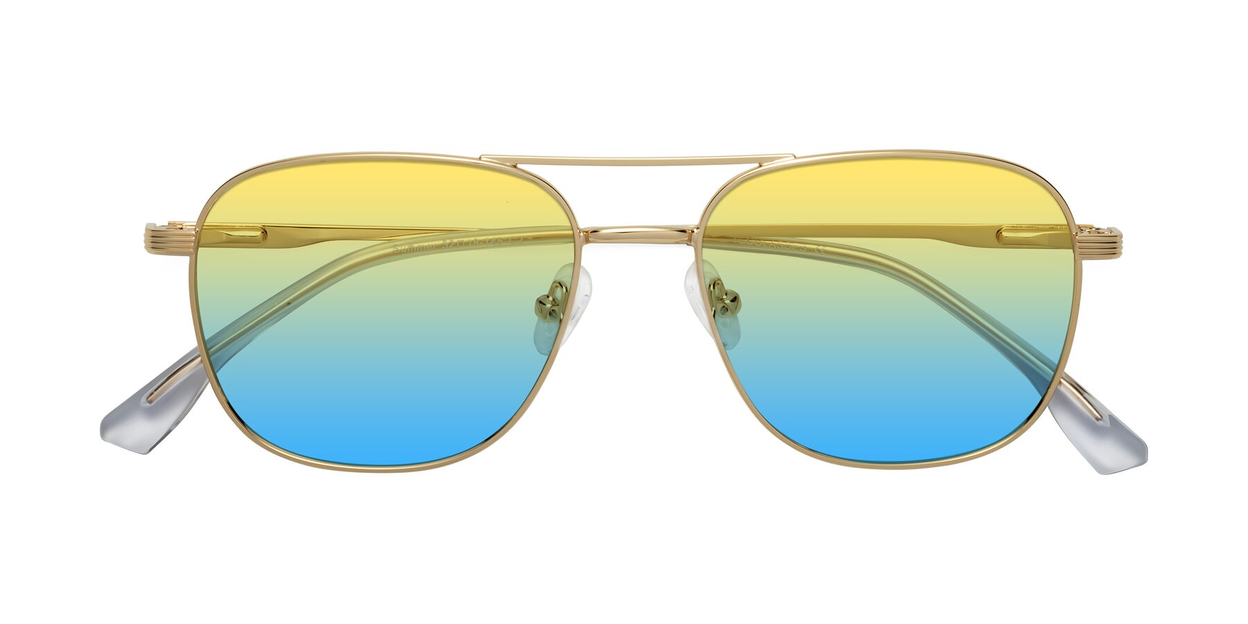 Folded Front of Summer in Gold with Yellow / Blue Gradient Lenses