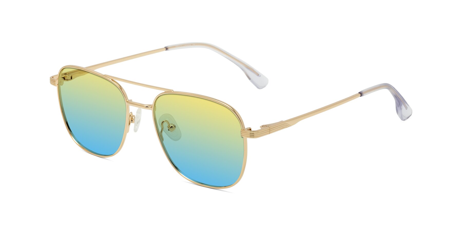 Angle of Summer in Gold with Yellow / Blue Gradient Lenses