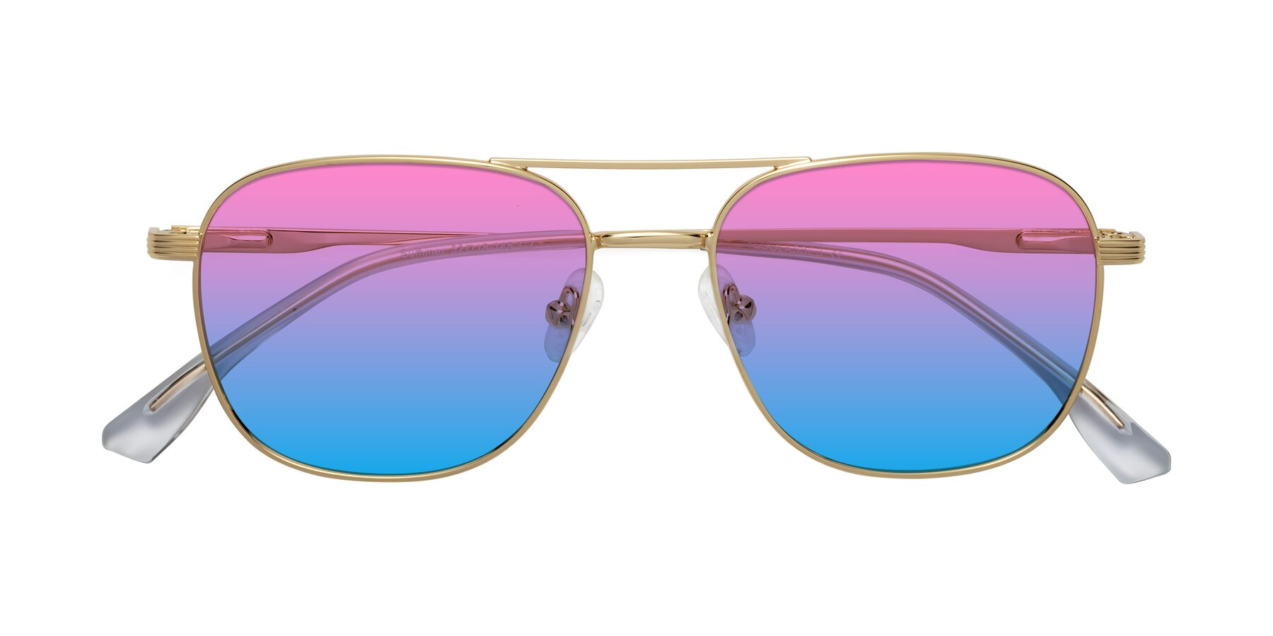 Folded Front of Summer in Gold with Pink / Blue Gradient Lenses