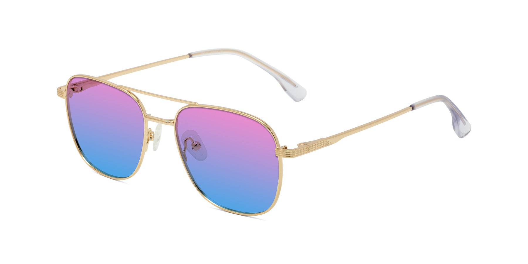 Angle of Summer in Gold with Pink / Blue Gradient Lenses