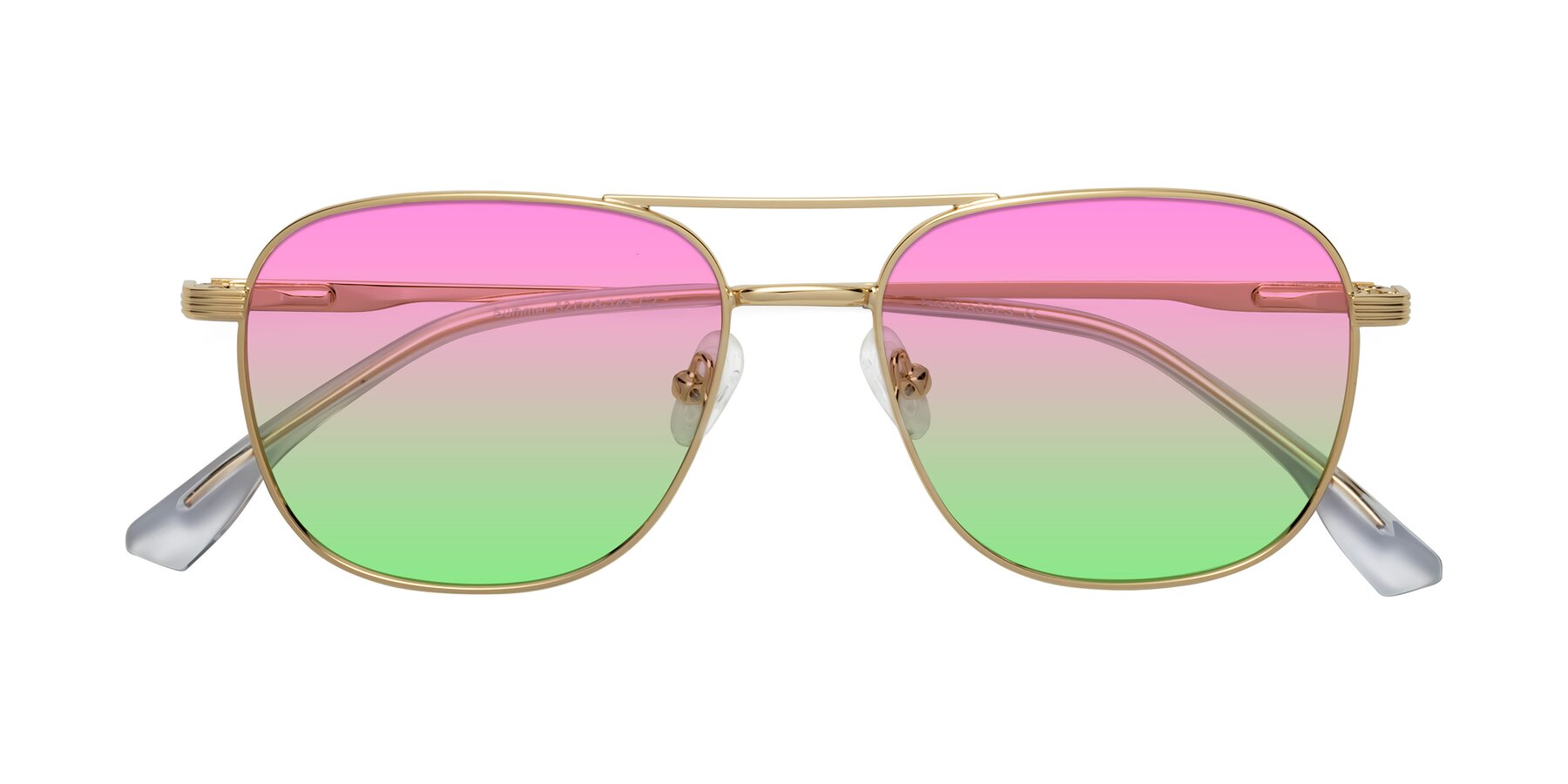 Folded Front of Summer in Gold with Pink / Green Gradient Lenses