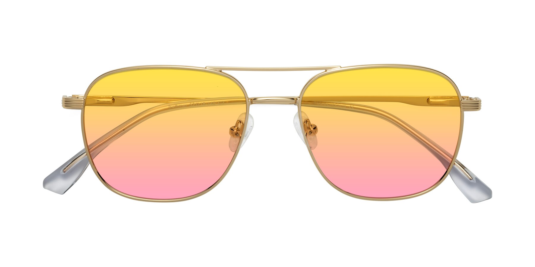 Folded Front of Summer in Gold with Yellow / Pink Gradient Lenses