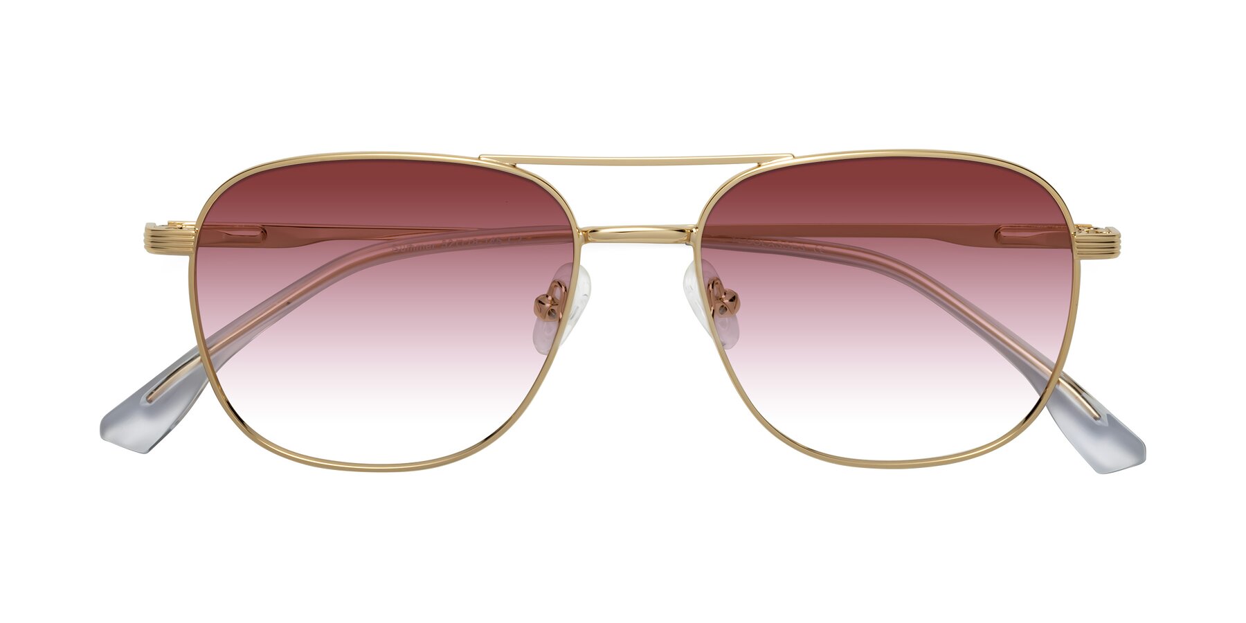 Folded Front of Summer in Gold with Garnet Gradient Lenses