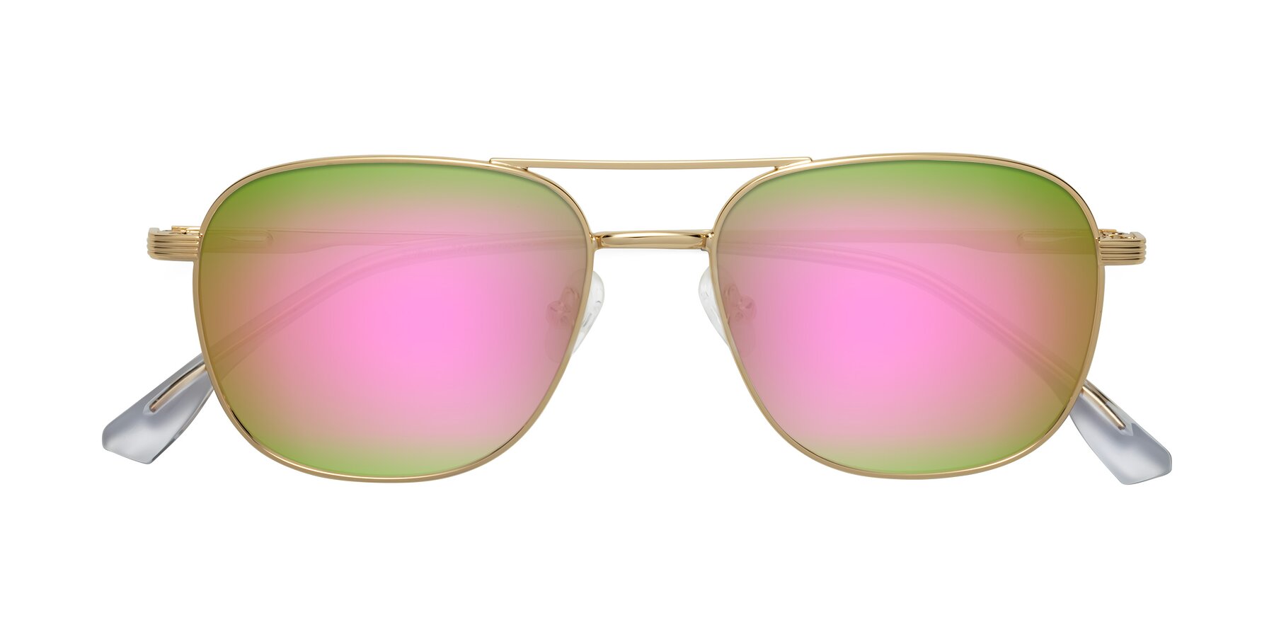 Folded Front of Summer in Gold with Pink Mirrored Lenses