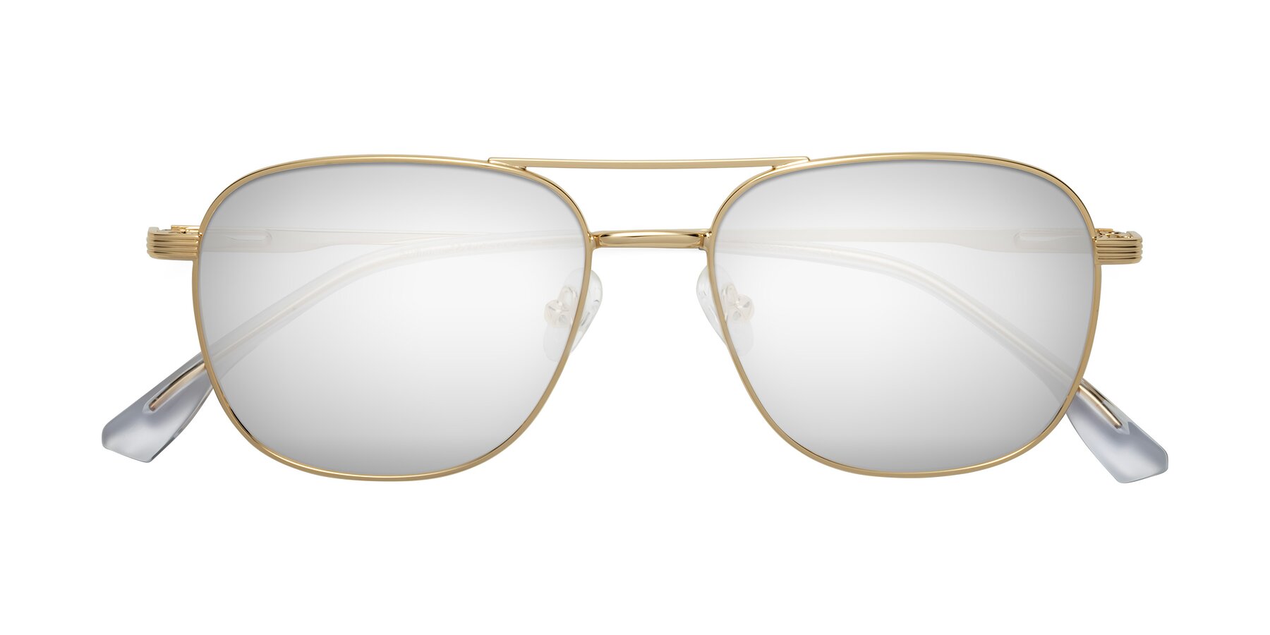 Folded Front of Summer in Gold with Silver Mirrored Lenses