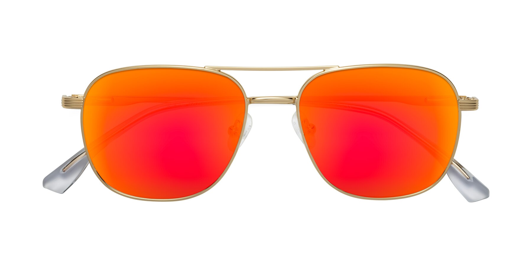 Folded Front of Summer in Gold with Red Gold Mirrored Lenses