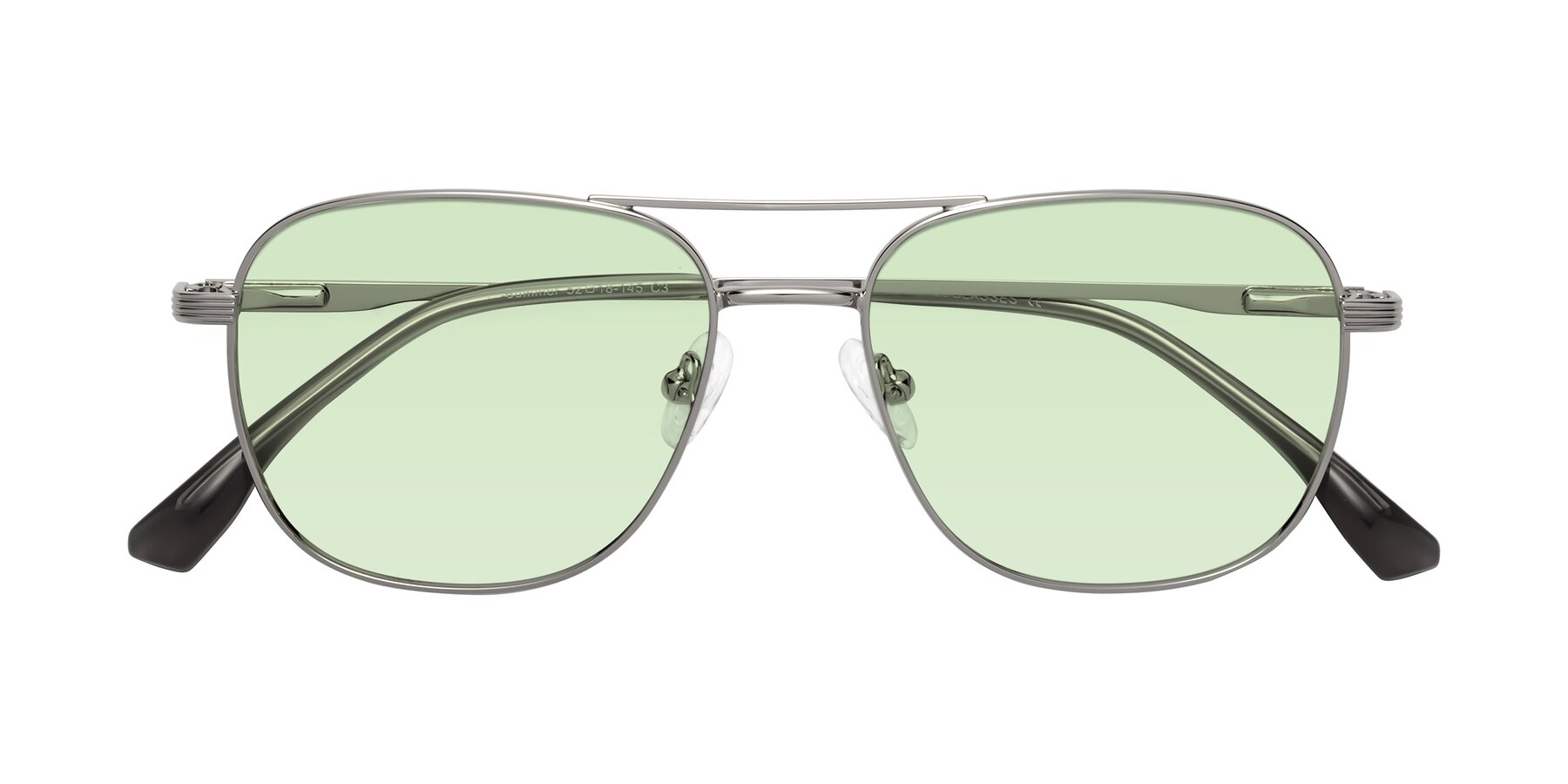 Folded Front of Summer in Silver with Light Green Tinted Lenses