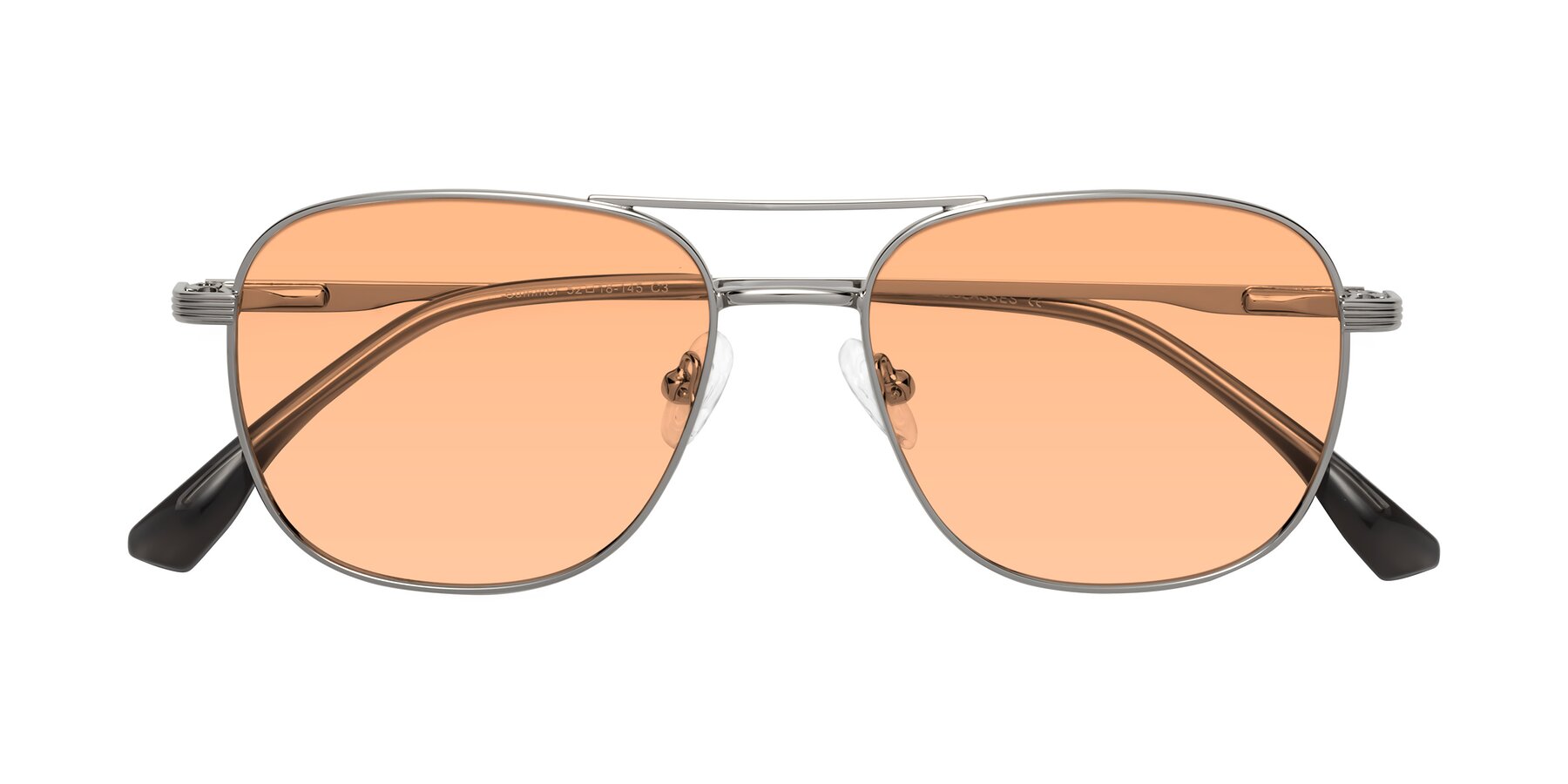 Folded Front of Summer in Silver with Light Orange Tinted Lenses