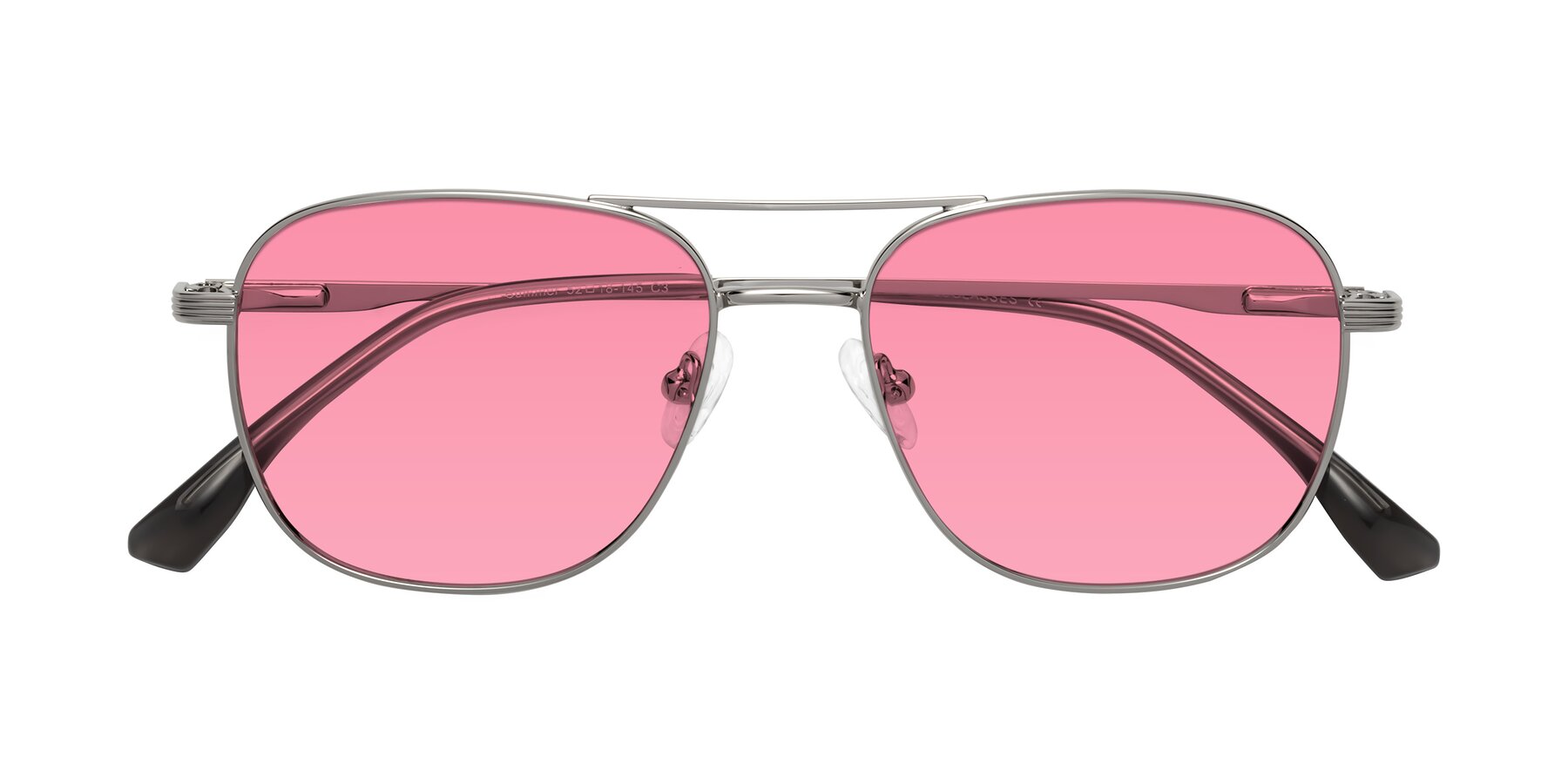 Folded Front of Summer in Silver with Pink Tinted Lenses