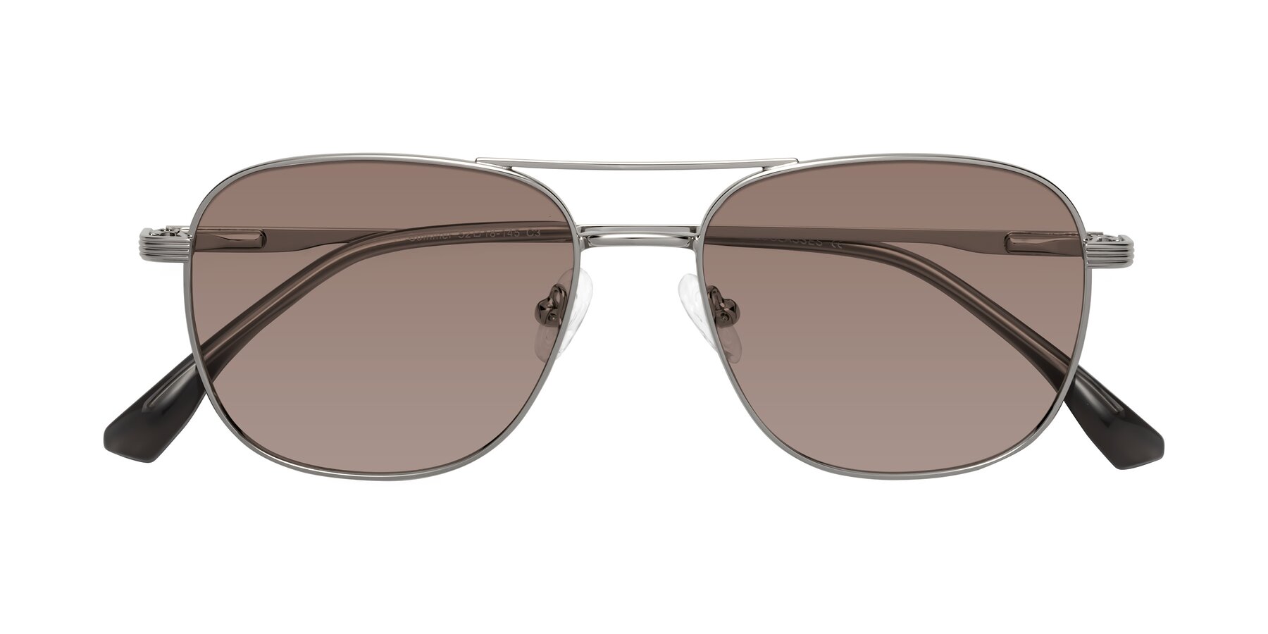 Folded Front of Summer in Silver with Medium Brown Tinted Lenses