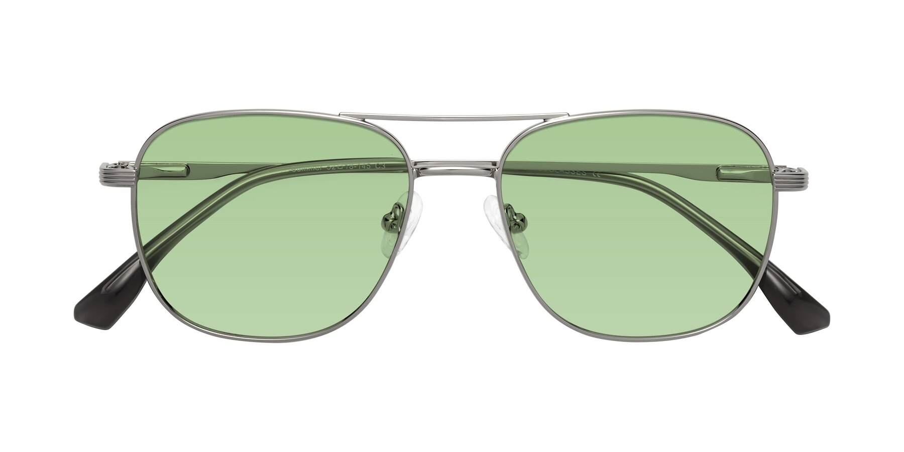 Folded Front of Summer in Silver with Medium Green Tinted Lenses