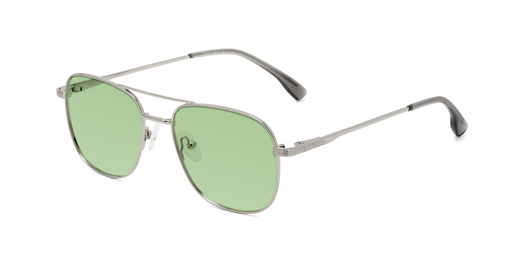 Angle of Summer in Silver with Medium Green Tinted Lenses