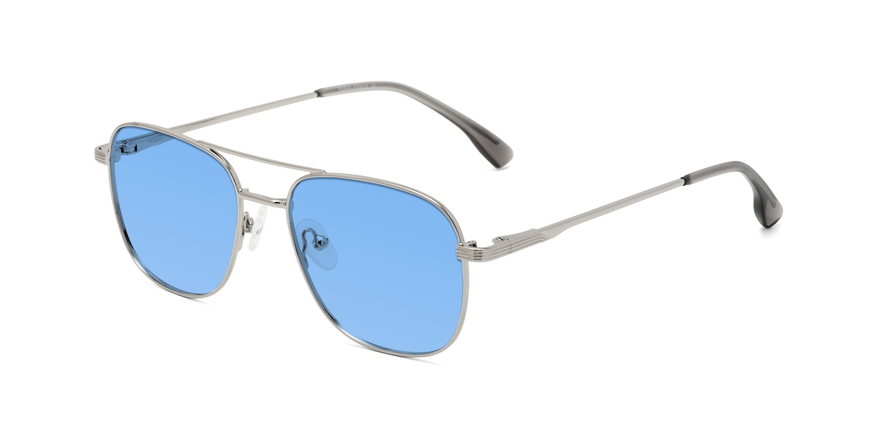 Angle of Summer in Silver with Medium Blue Tinted Lenses