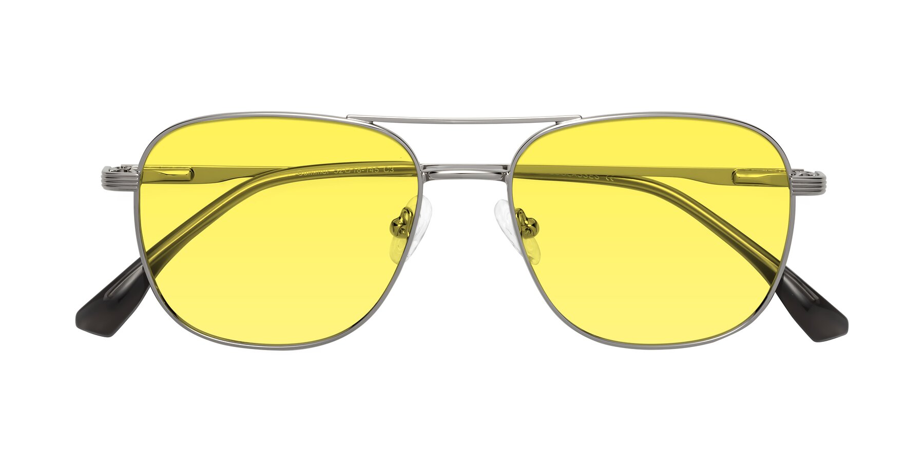 Folded Front of Summer in Silver with Medium Yellow Tinted Lenses