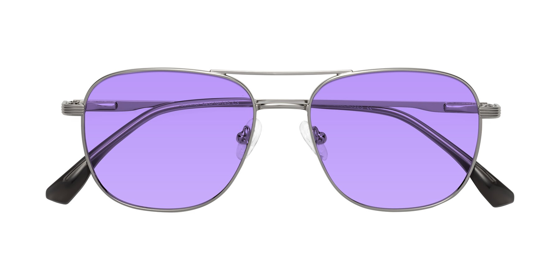 Folded Front of Summer in Silver with Medium Purple Tinted Lenses