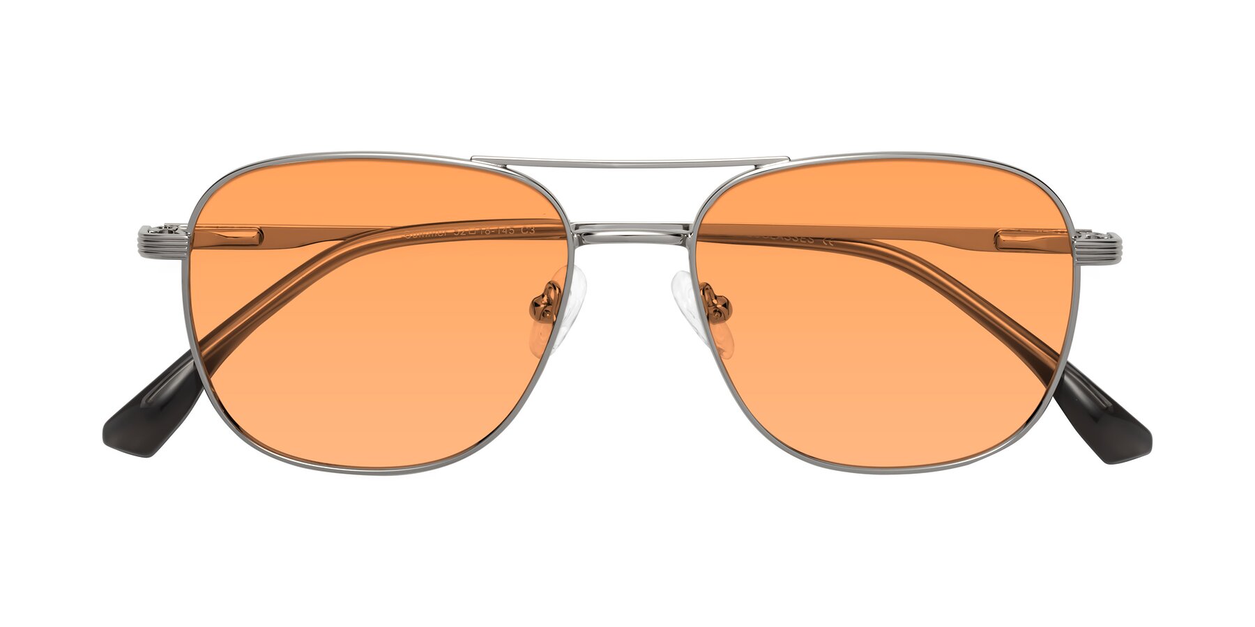 Folded Front of Summer in Silver with Medium Orange Tinted Lenses