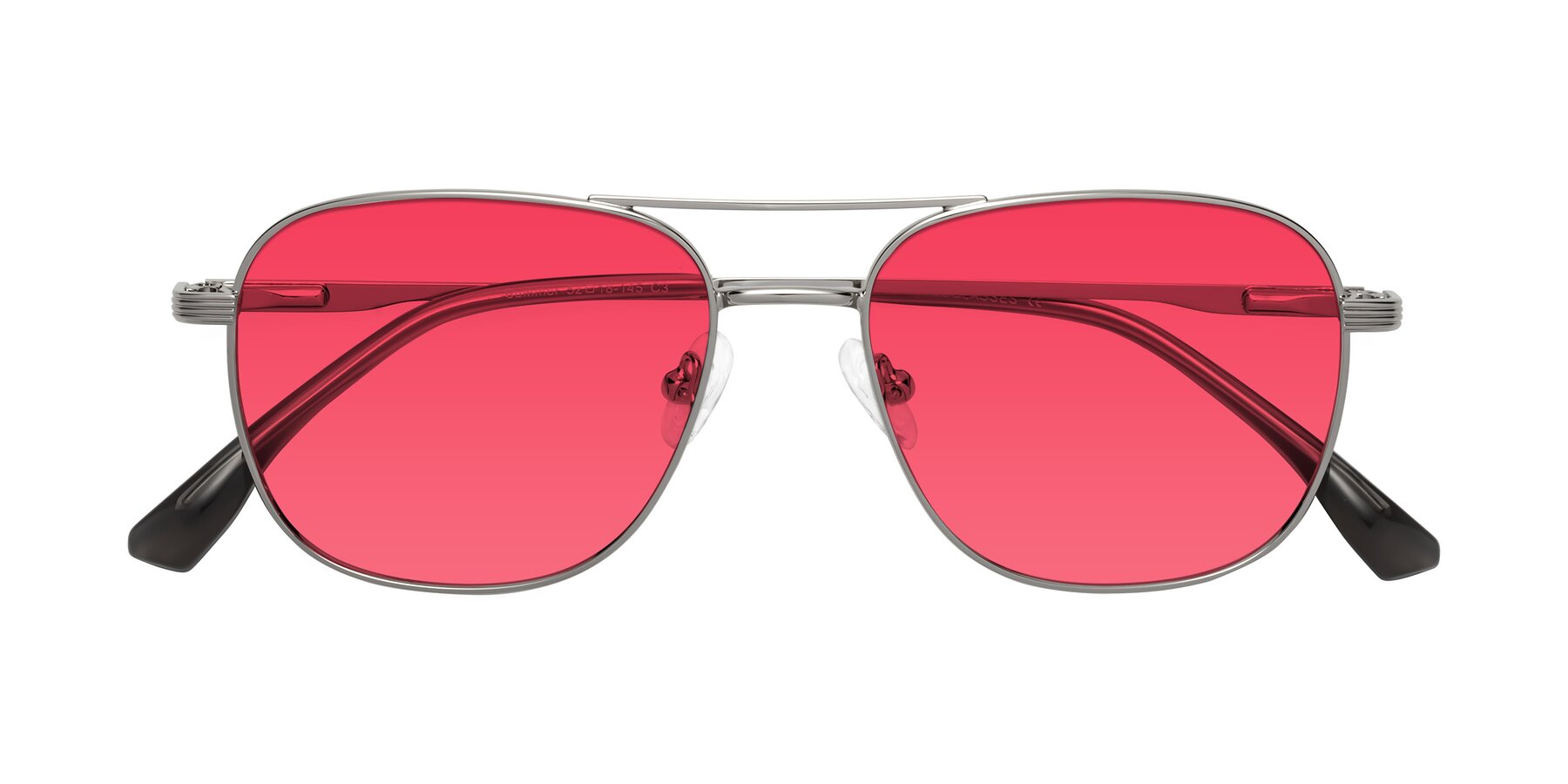 Folded Front of Summer in Silver with Red Tinted Lenses