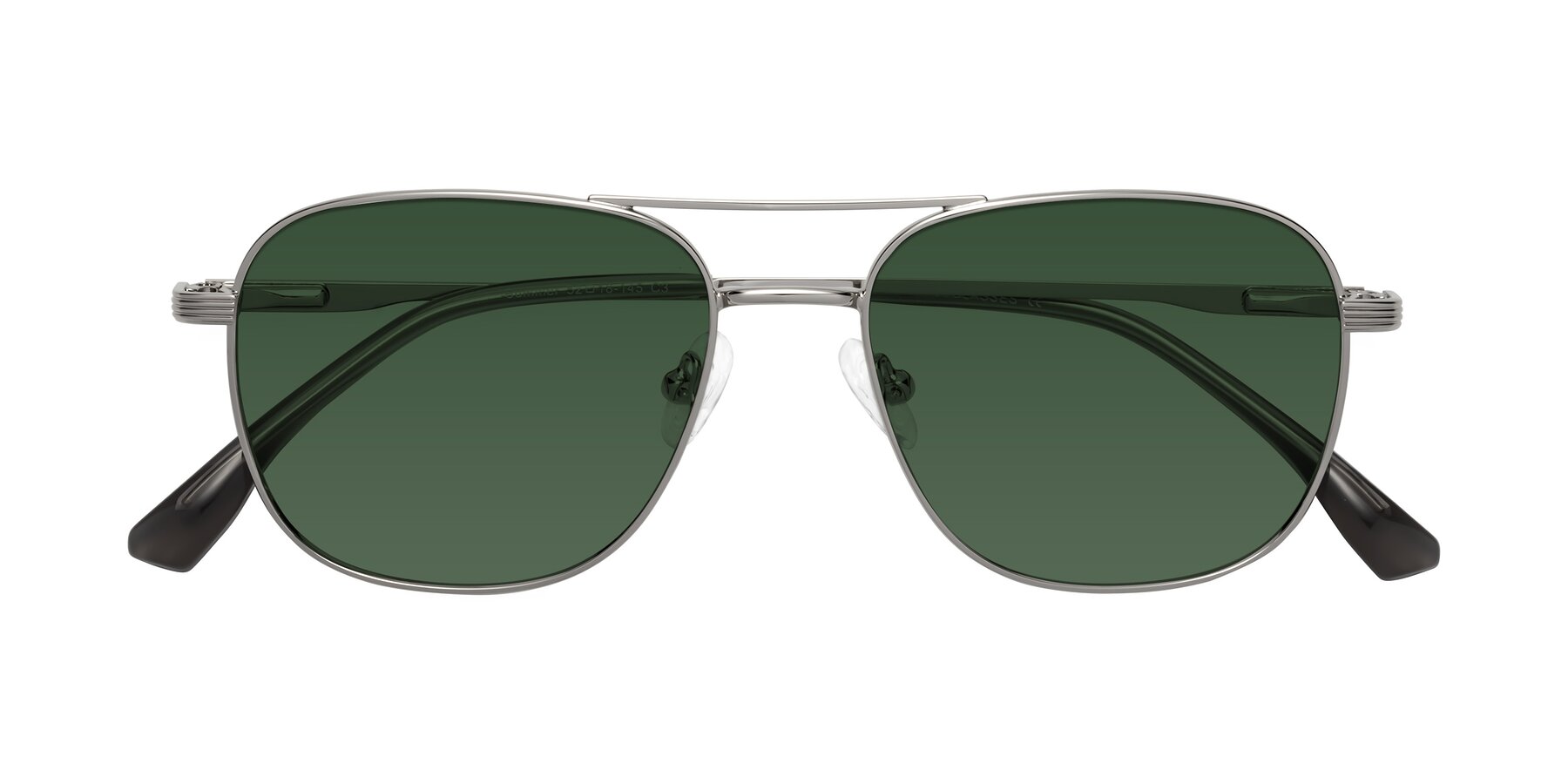 Folded Front of Summer in Silver with Green Tinted Lenses