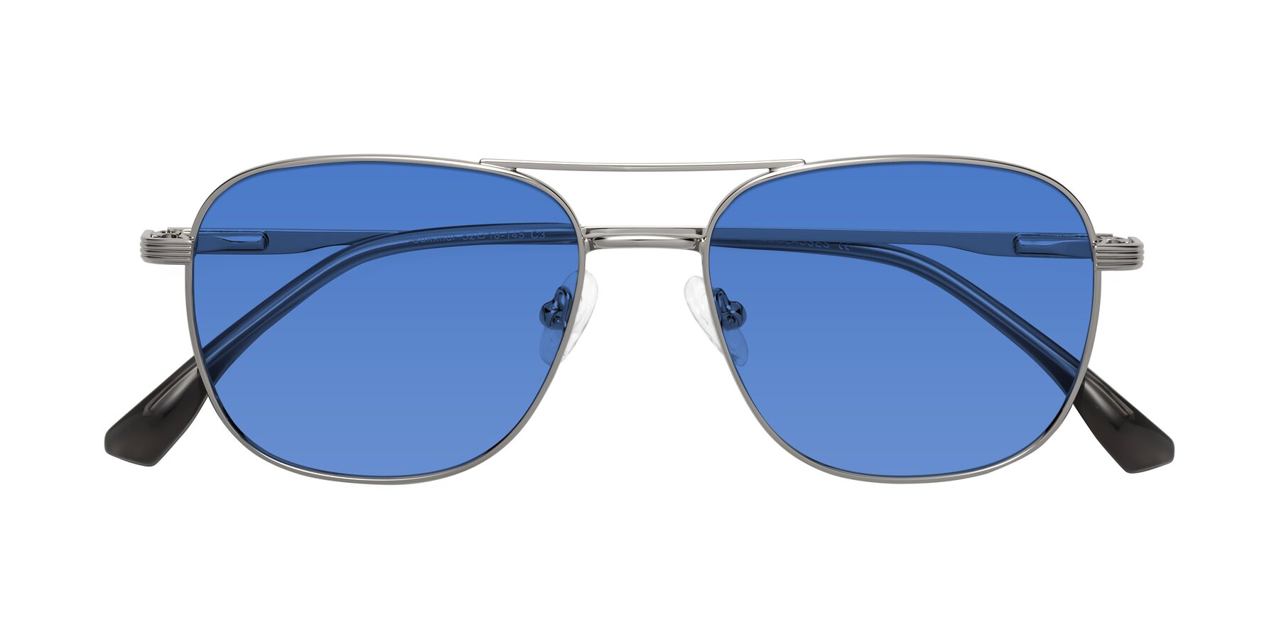 Folded Front of Summer in Silver with Blue Tinted Lenses