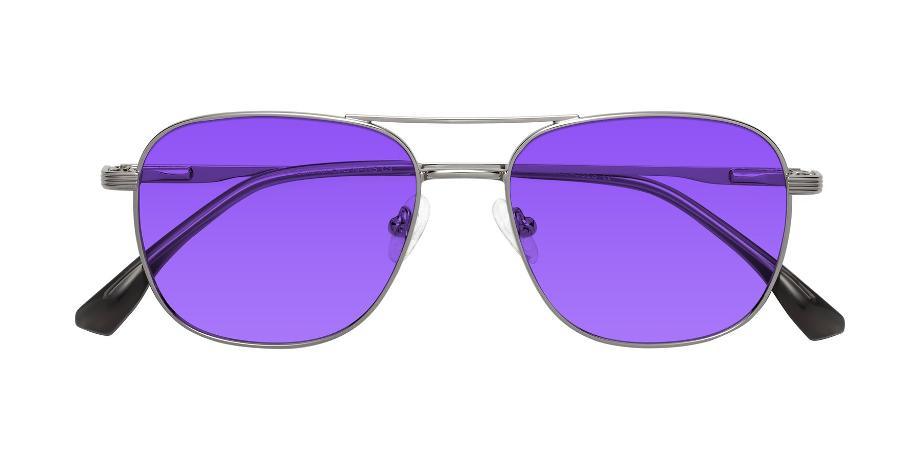 Folded Front of Summer in Silver with Purple Tinted Lenses