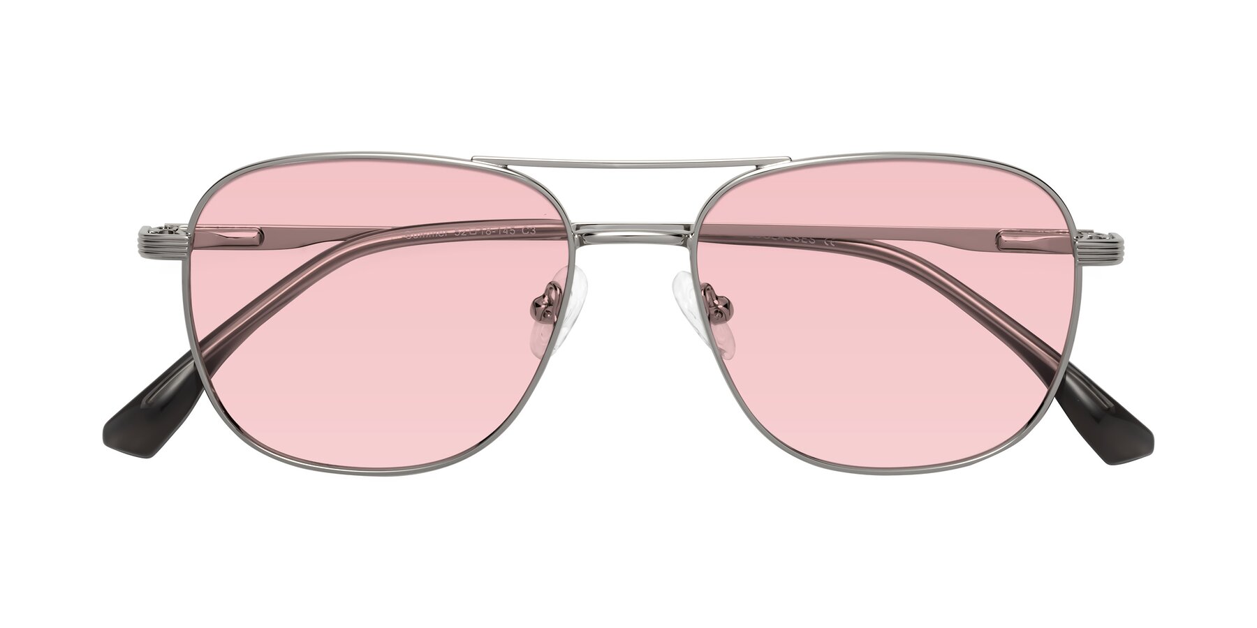 Folded Front of Summer in Silver with Light Garnet Tinted Lenses