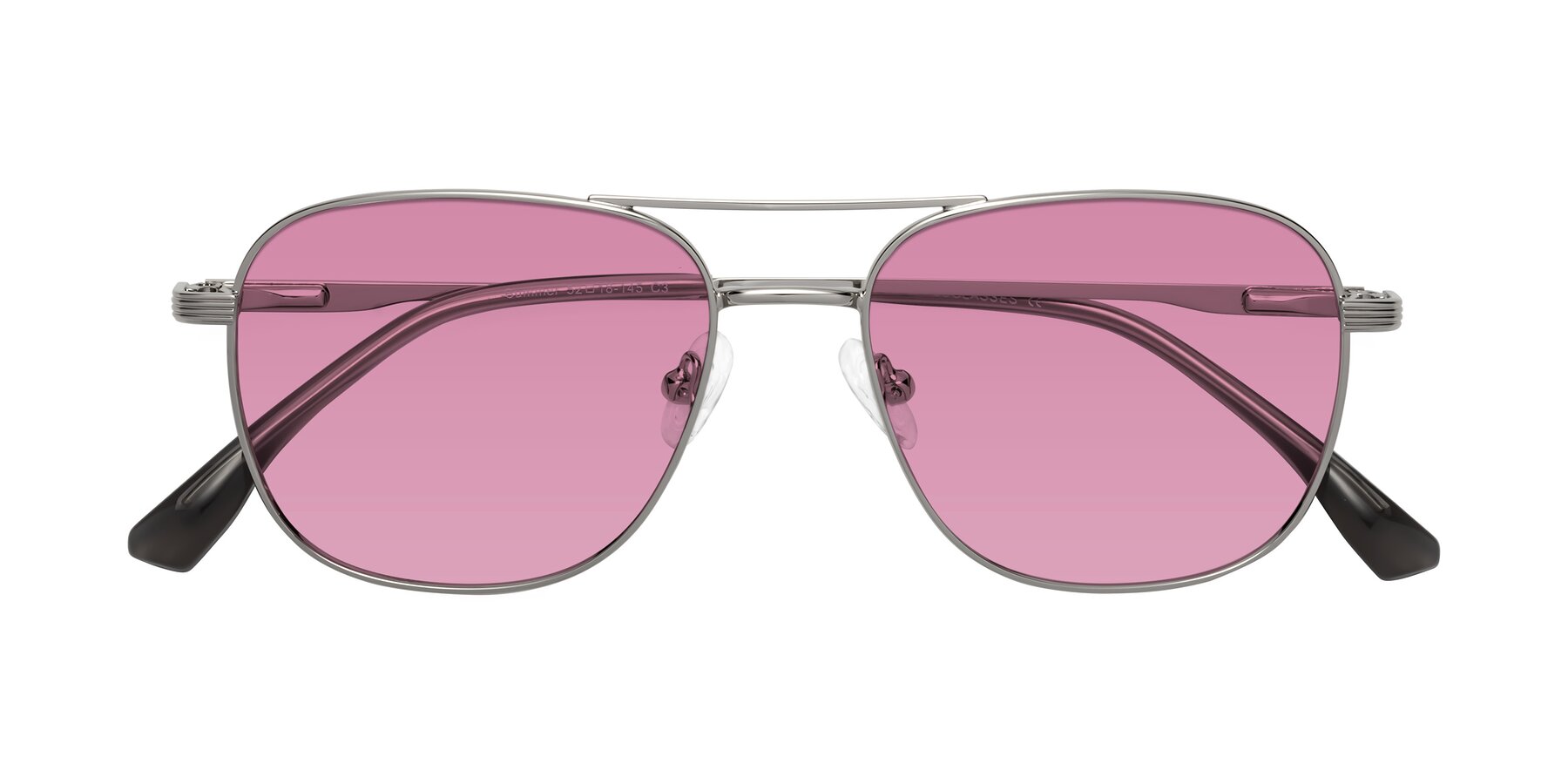 Folded Front of Summer in Silver with Medium Wine Tinted Lenses